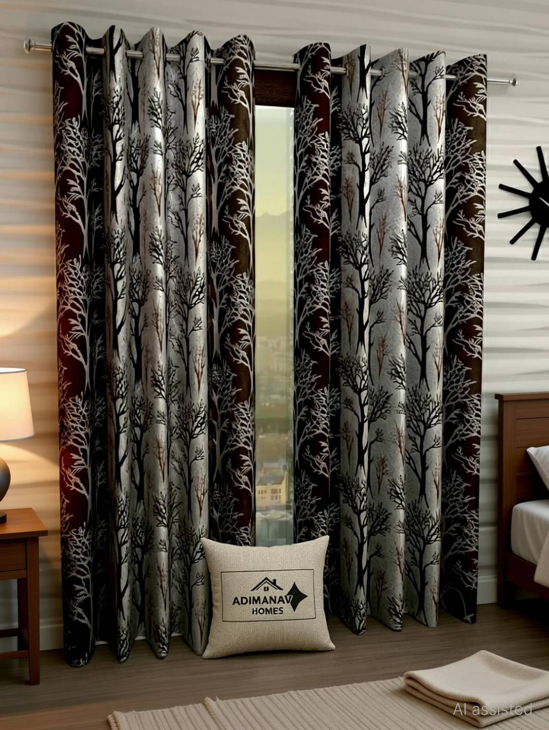 Adimanav 213.36 cm (7 ft) Door Polyester Semi Transparent Curtain (Pack Of 2)
