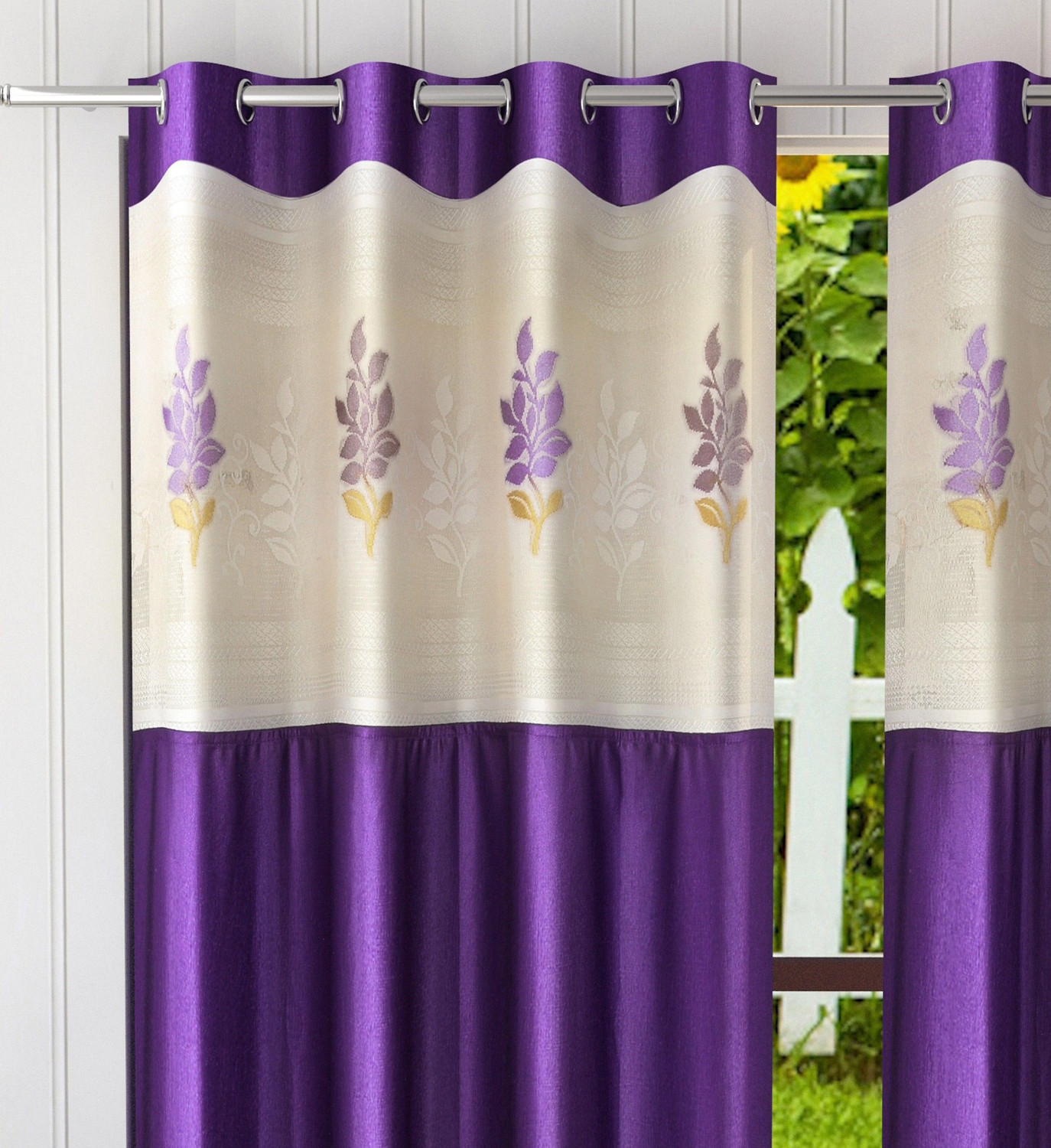 Image of Homefab India 244 cm (8 ft) Long Door Polyester Semi Transparent Curtain (Pack Of 2)