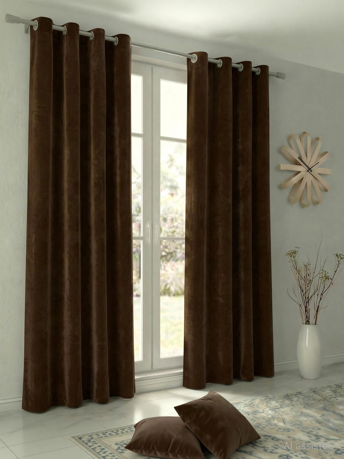 Image of Home Spark 183 cm (6 ft) Window Velvet Room Darkening Curtain (Pack Of 2)