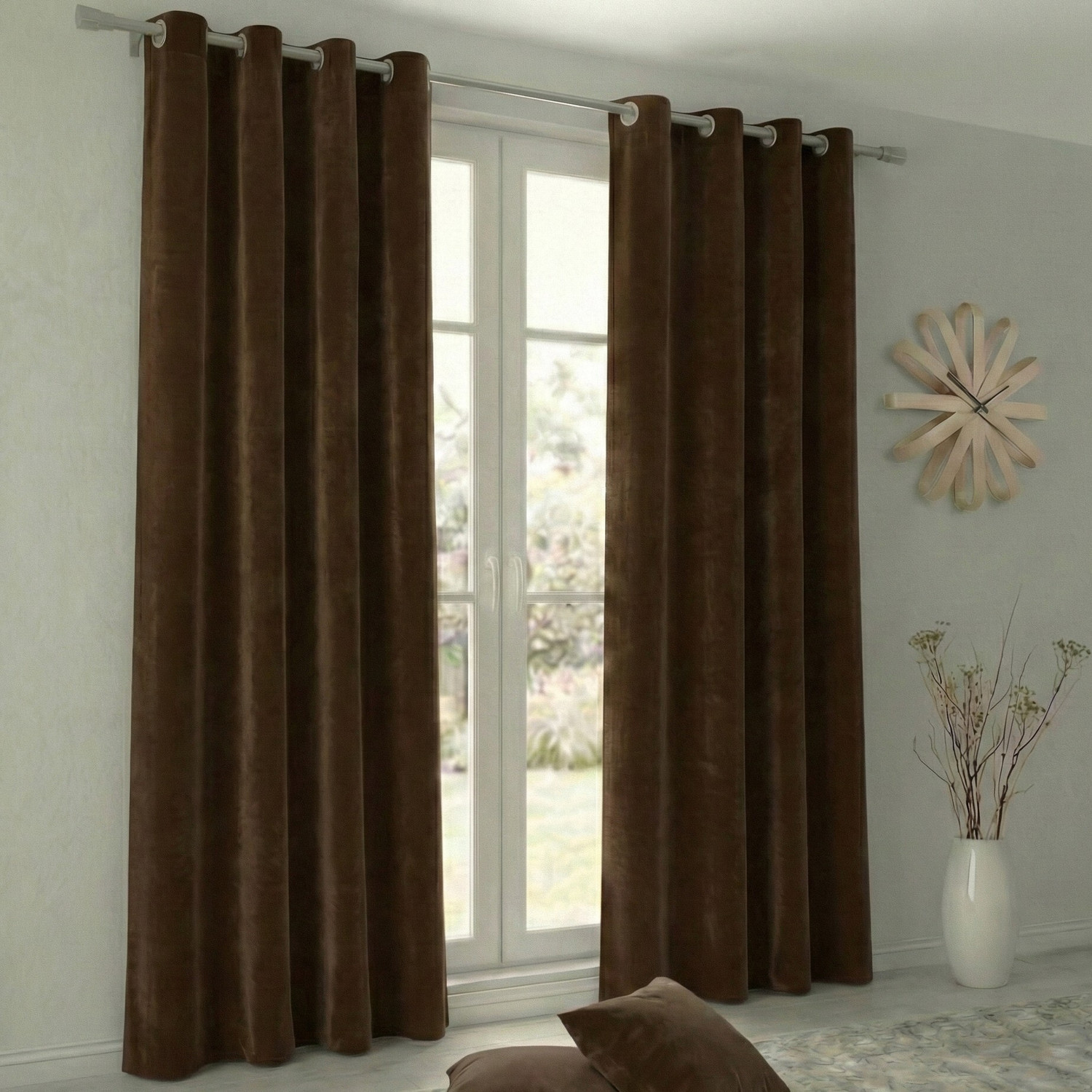 Image of Home Spark 244 cm (8 ft) Long Door Velvet Room Darkening Curtain (Pack Of 2)