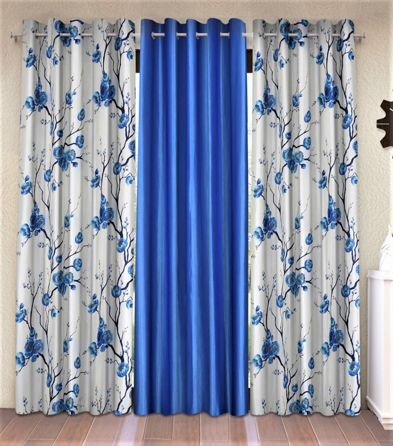 Fashion String 274 cm (9 ft) Long Door Polyester Semi Transparent Curtain (Pack Of 3)
