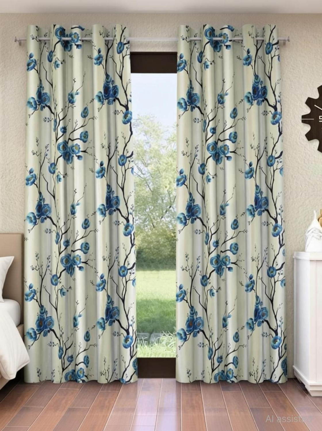 Image of DTODEXPRESS 152.4 cm (5 ft) Window Polyester Semi Transparent Curtain (Pack Of 2)