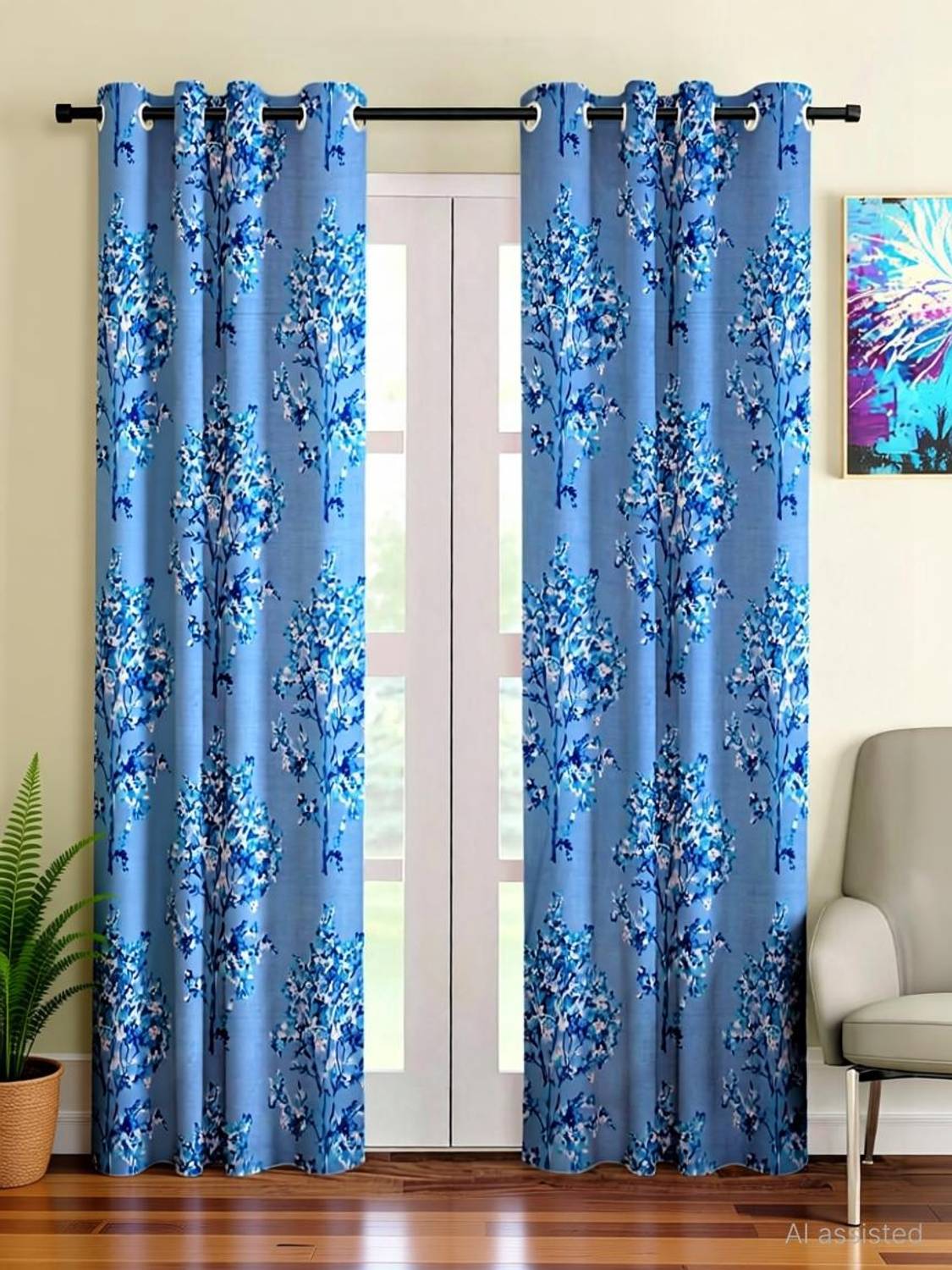 Fashion String 213 cm (7 ft) Door Polyester Semi Transparent Curtain Single Curtain