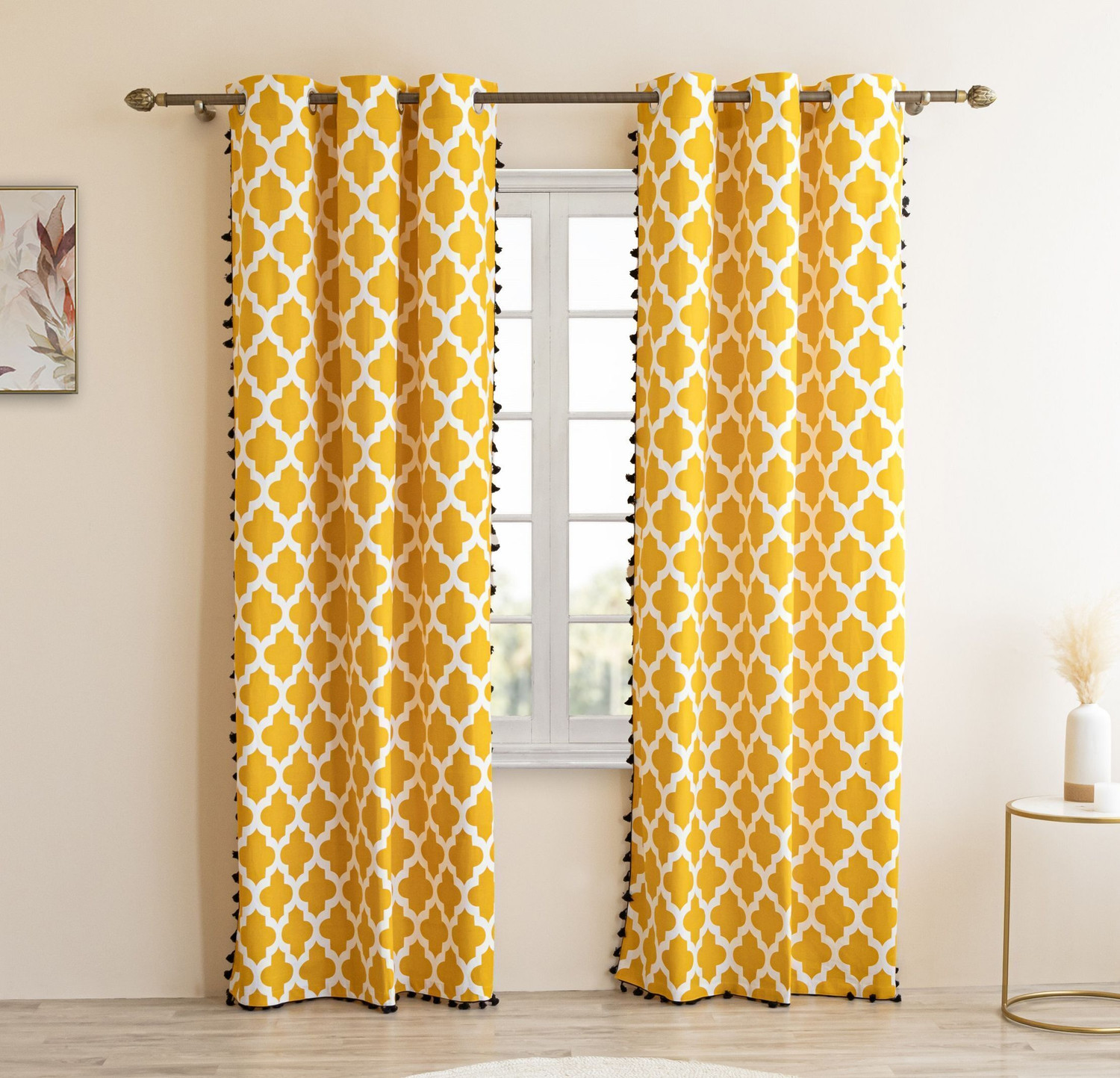 Image of HOMEMONDE 213 cm (7 ft) Door Cotton Semi Transparent Curtain (Pack Of 2)
