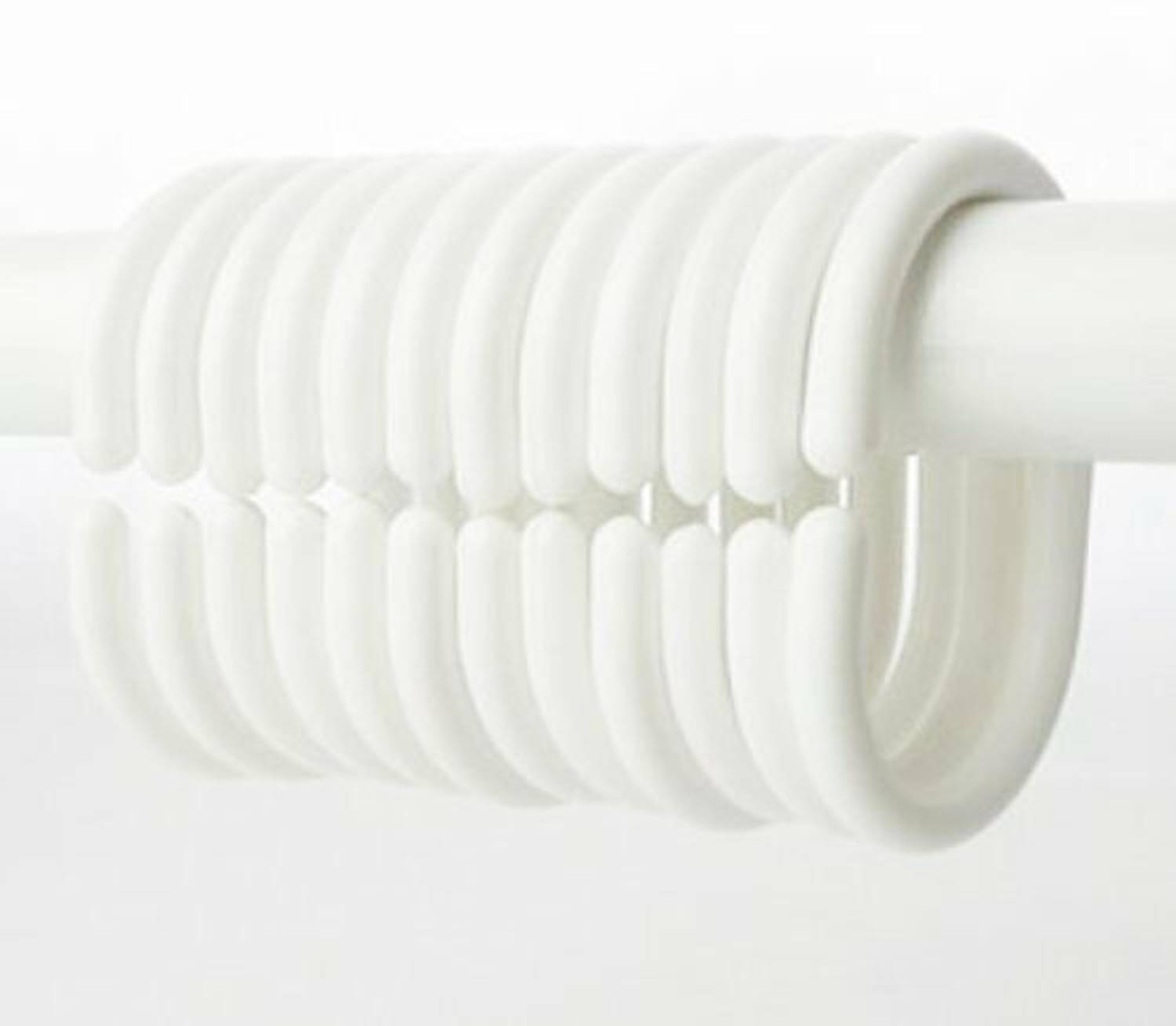 Casanest Bathroom Shower Plastic Curtain Liner Hook Hooks Rings - 12 Pieces (White) Curtain Ring with Hook