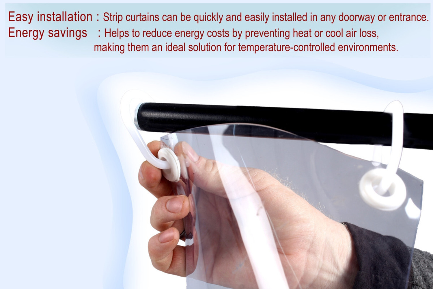 Image of Stylista 243.84 cm (8 ft) Door PVC Transparent Curtain (Pack Of 6)