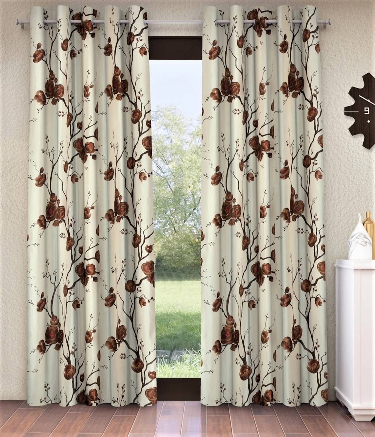 Fashion String 274 cm (9 ft) Long Door Polyester Semi Transparent Curtain (Pack Of 2)