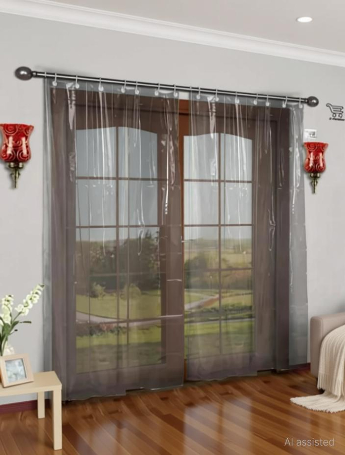 Image of ARNspecial 213.5 cm (7 ft) Door PVC Transparent Curtain Single Curtain