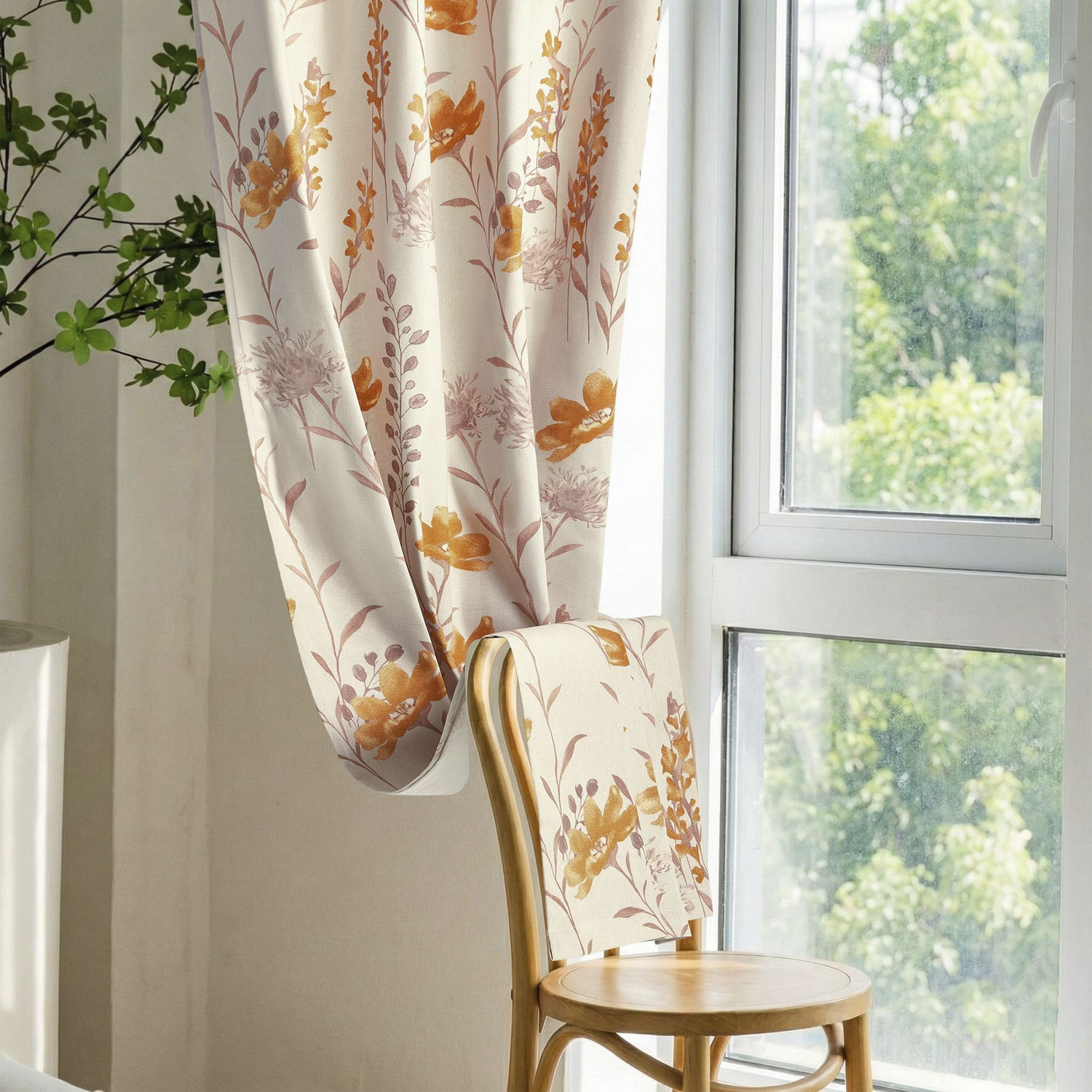 Image of Huesland 243 cm (8 ft) Long Door Cotton Room Darkening Curtain Single Curtain