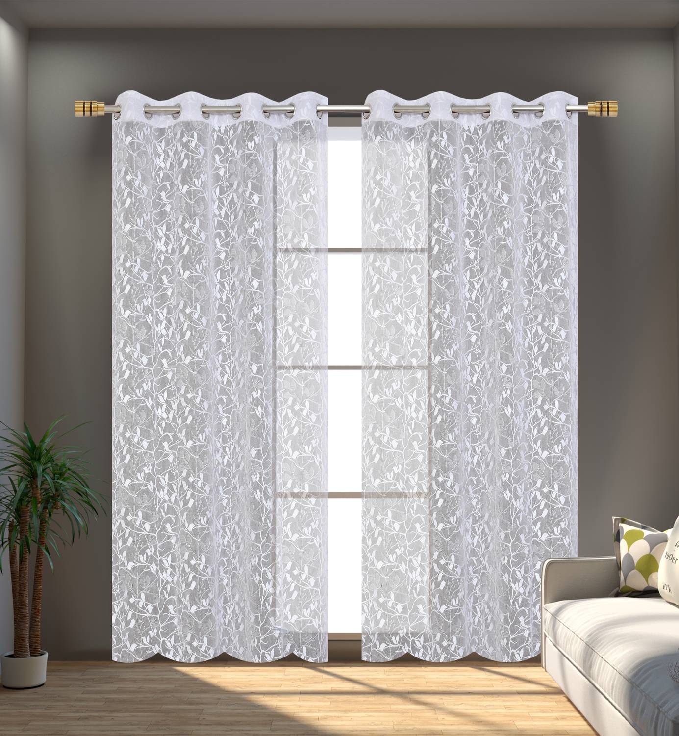 Arick Home 153 cm (5 ft) Window Net Semi Transparent Curtain (Pack Of 2)