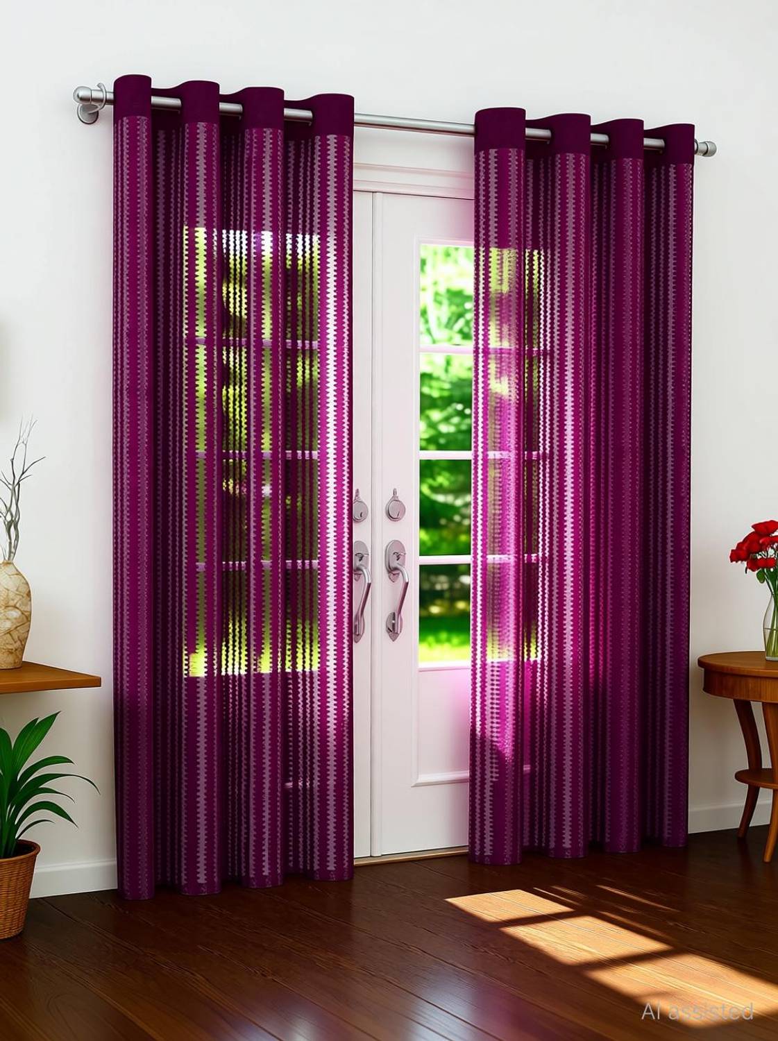 BANAVY 152 cm (5 ft) Window Tissue, Net Semi Transparent Curtain (Pack Of 2)