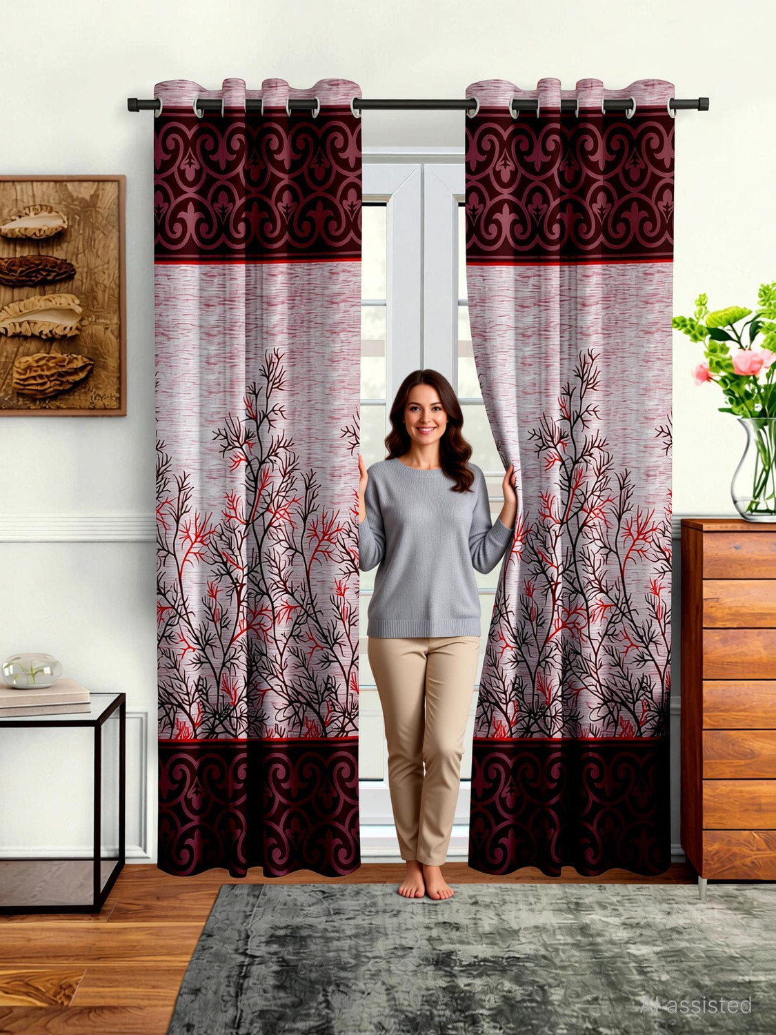 Image of Cortina 270 cm (9 ft) Long Door Polyester Blackout Curtain (Pack Of 2)