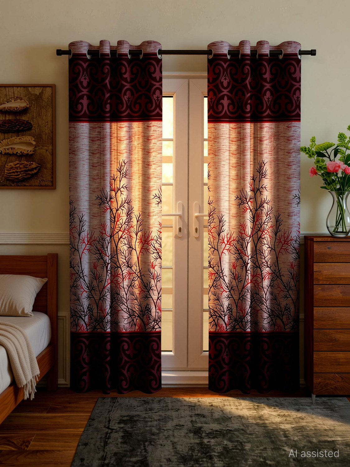 Image of Cortina 270 cm (9 ft) Long Door Polyester Blackout Curtain (Pack Of 2)