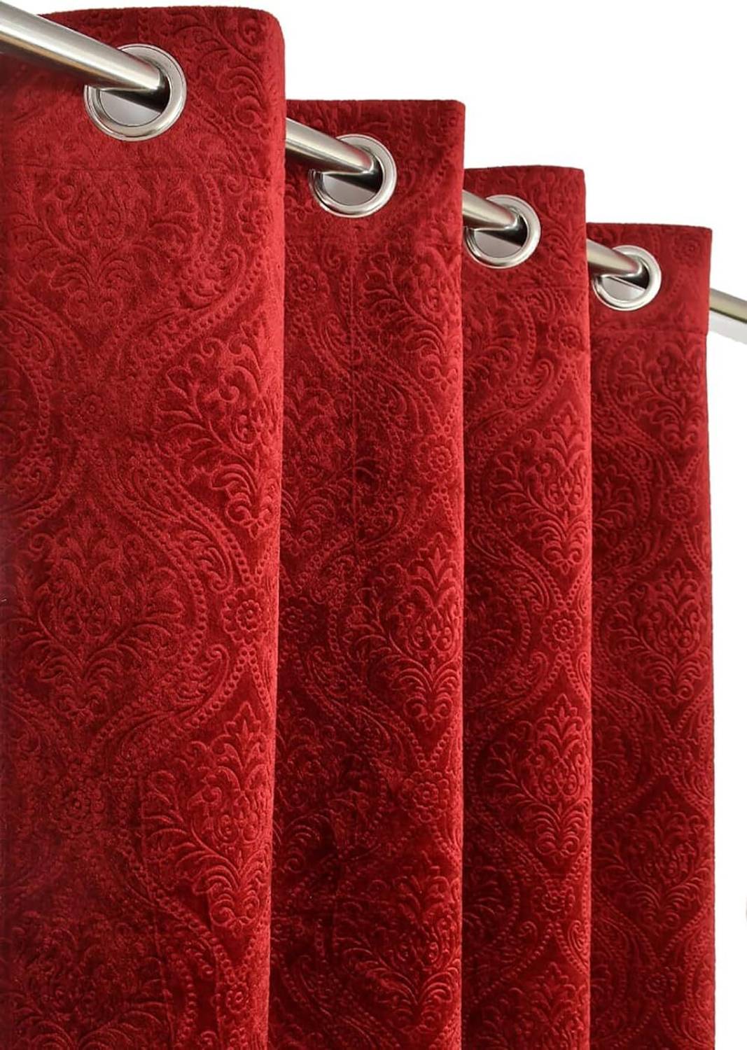 ABODRIC 152 cm (5 ft) Window Velvet Room Darkening Curtain Single Curtain