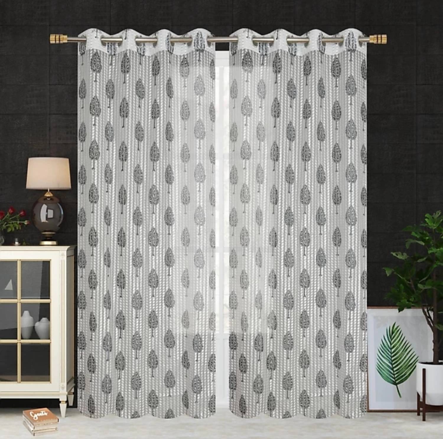 DTODEXPRESS 213.3 cm (7 ft) Door Tissue Transparent Curtain (Pack Of 2)