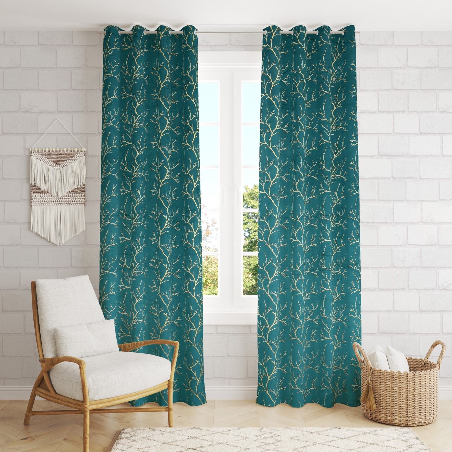 Image of Galaxy Drape 153 cm (5 ft) Window Velvet Room Darkening Curtain (Pack Of 2)