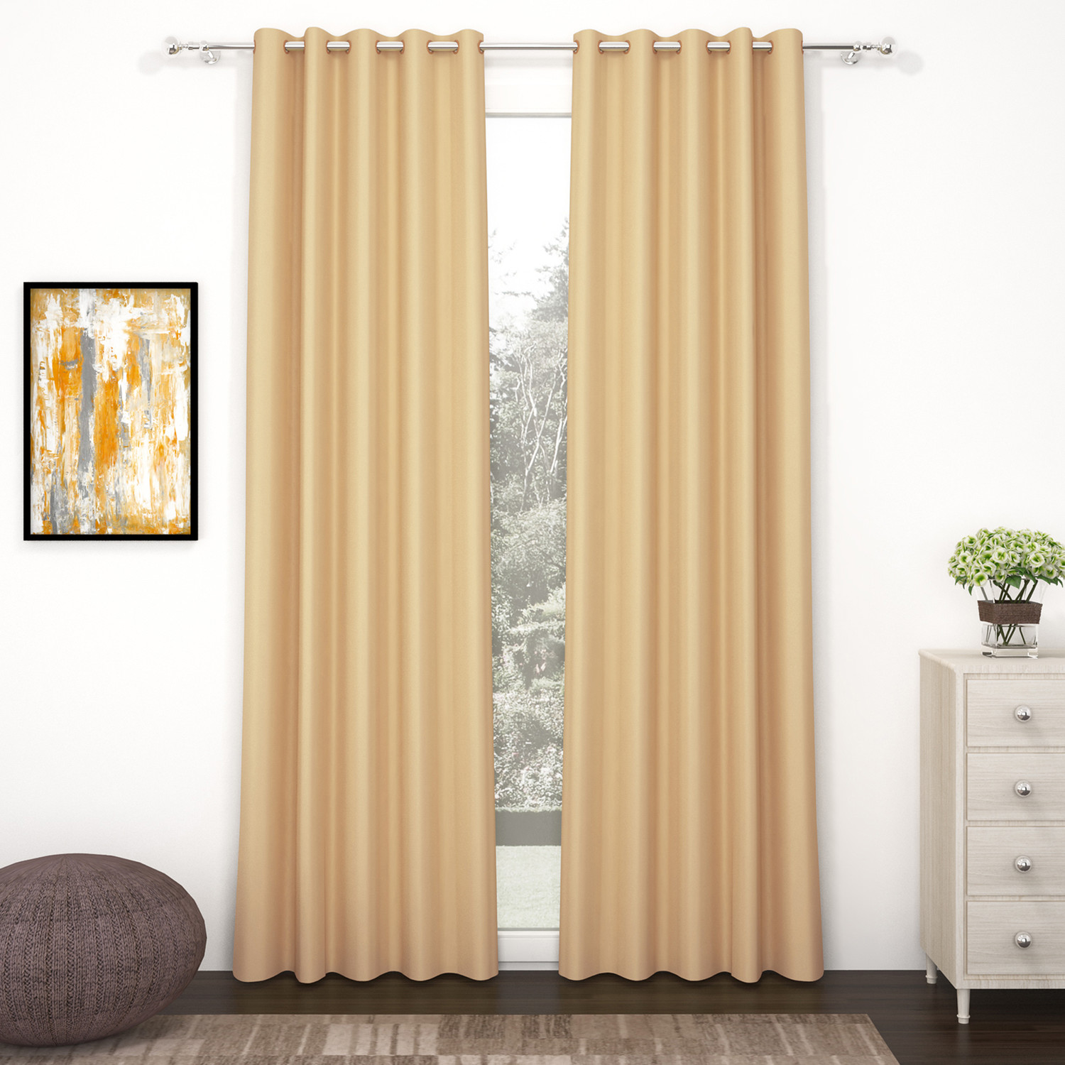 Image of Story@home 275 cm (9 ft) Long Door Polyester, Silk Blackout Curtain (Pack Of 2)