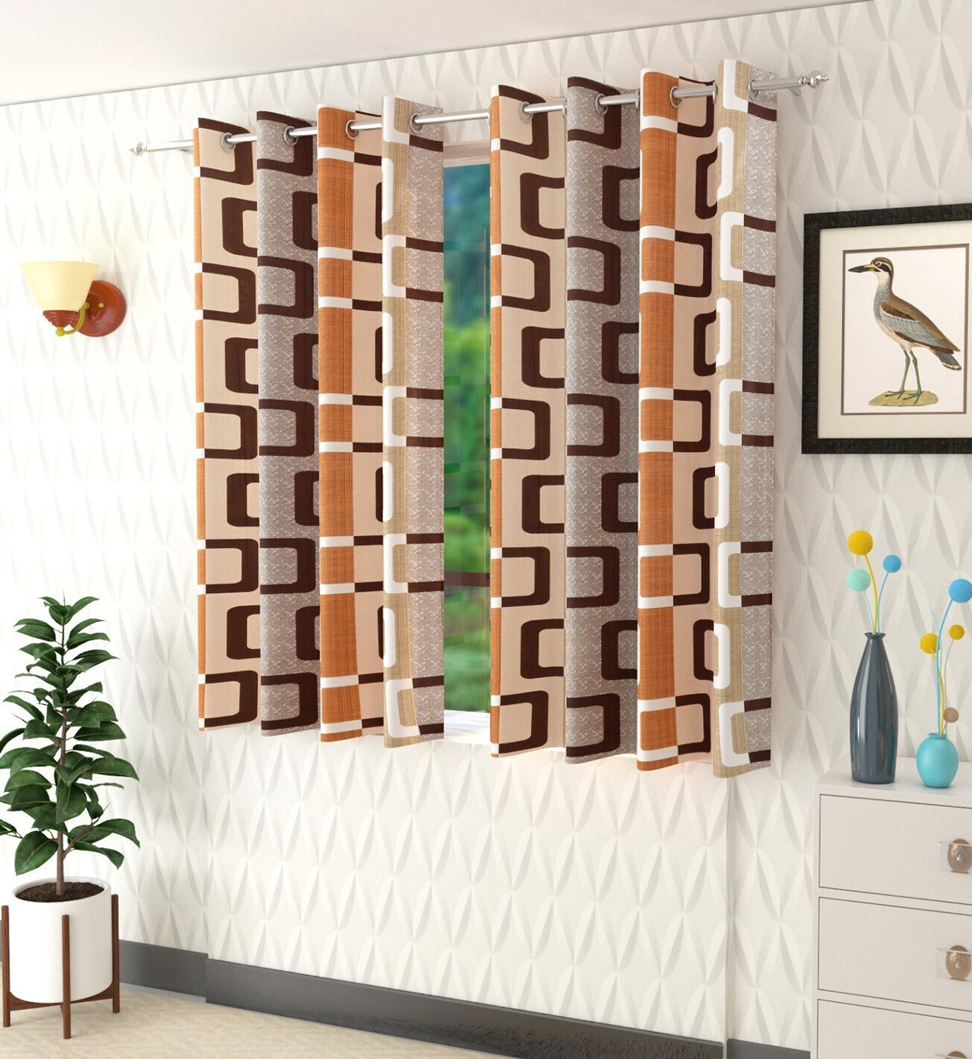 Image of Styletex 152 cm (5 ft) Window Polyester Semi Transparent Curtain (Pack Of 2)