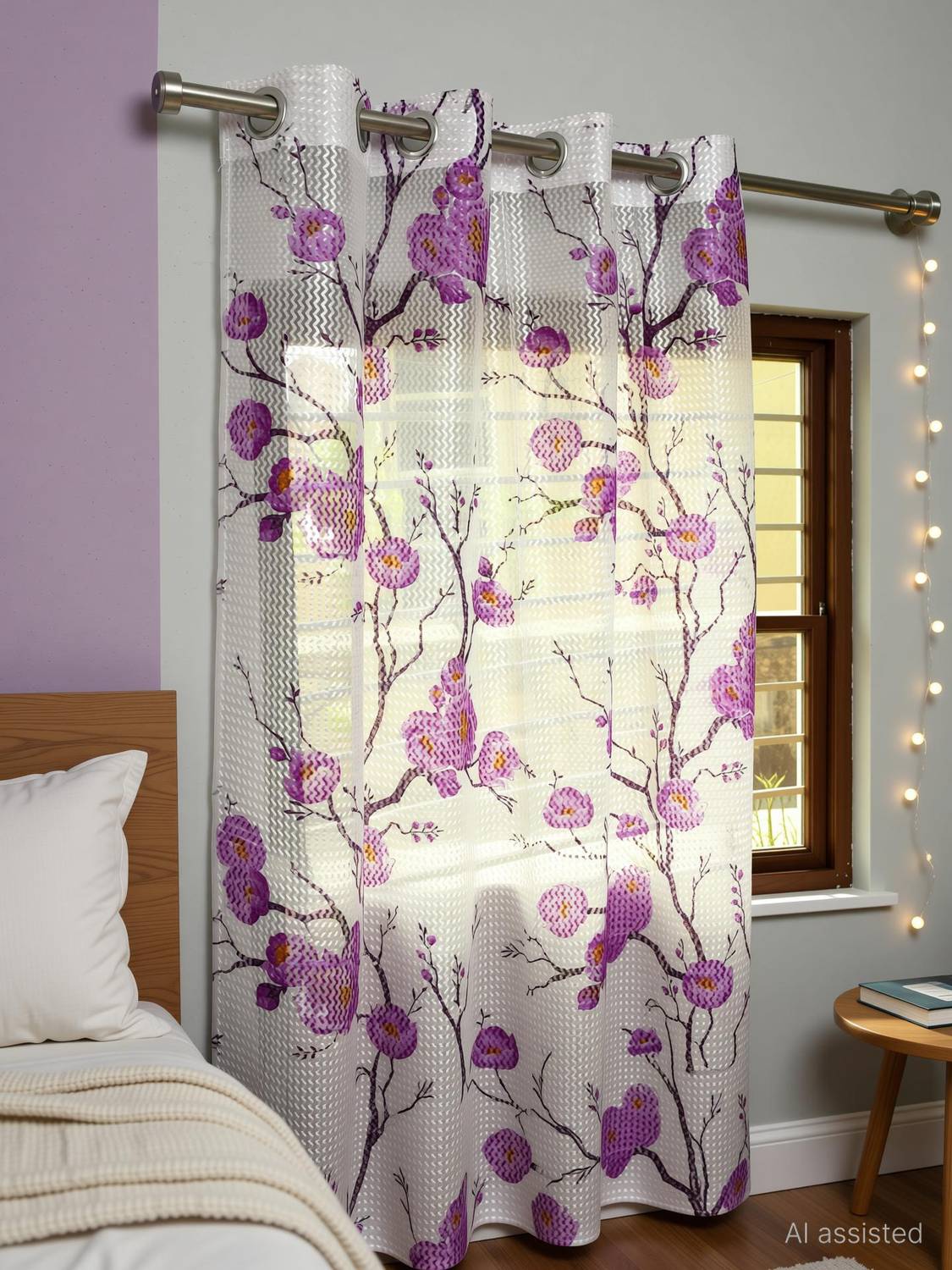 Panipat Textile Hub 152 cm (5 ft) Window Net Semi Transparent Curtain (Pack Of 2)