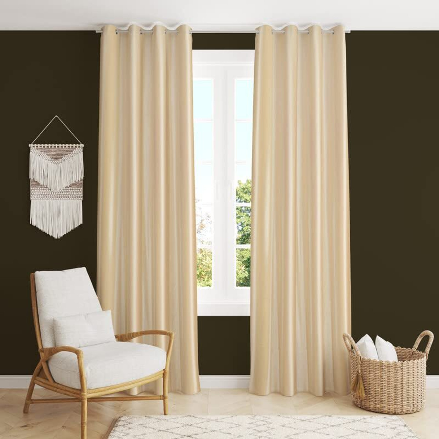 Image of Brand Roots 153 cm (5 ft) Window Polyester Room Darkening Curtain (Pack Of 2)