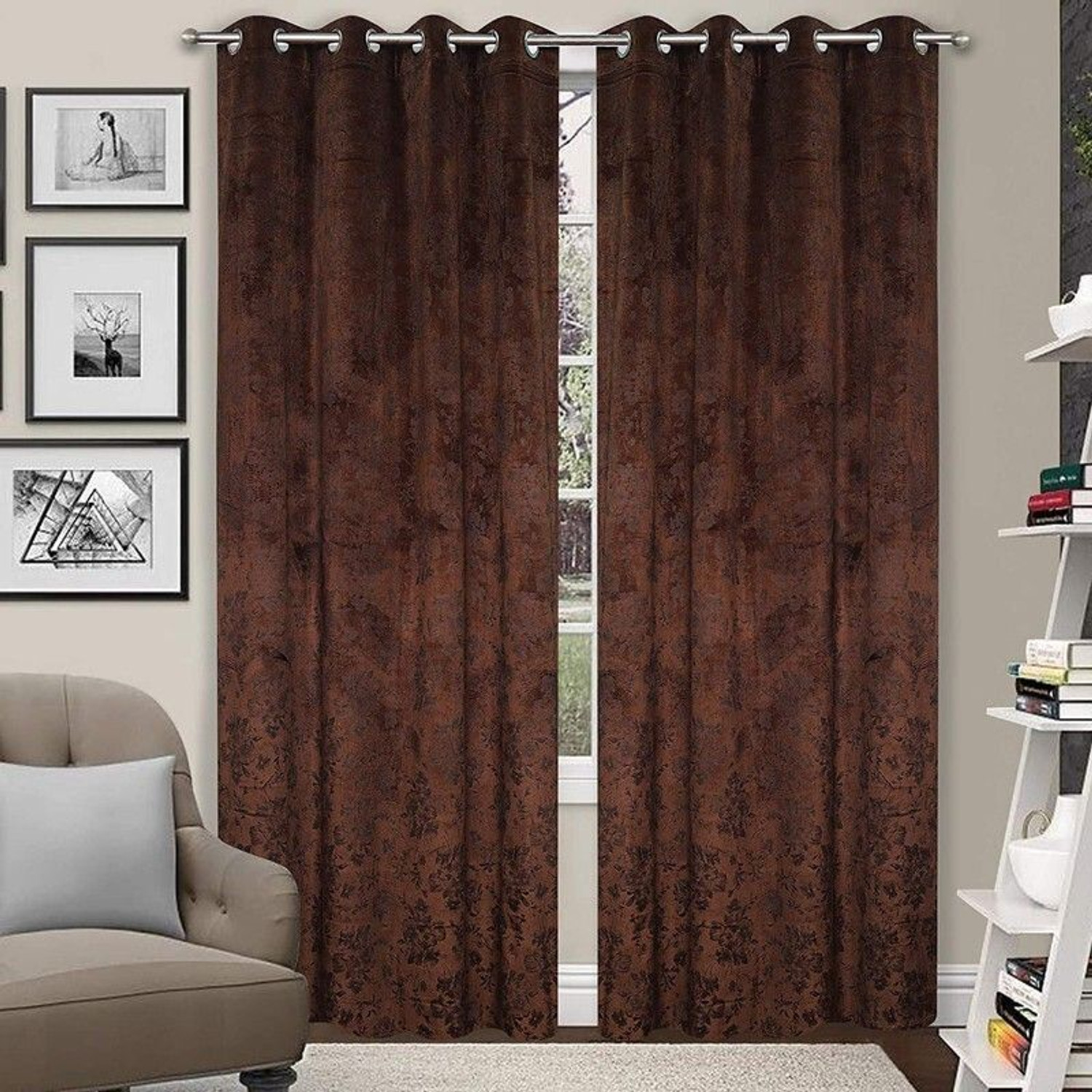 Image of Kraftiq Homes 243 cm (8 ft) Door Velvet Room Darkening Curtain (Pack Of 2)