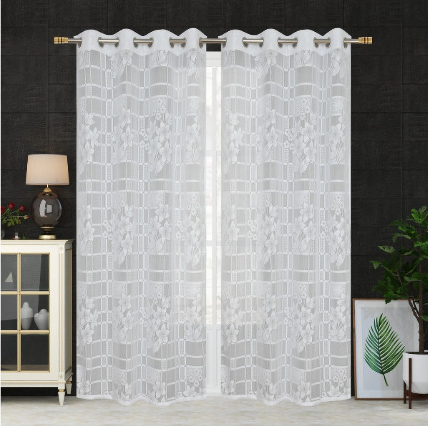 Image of DTODEXPRESS 152.4 cm (5 ft) Window Net Room Darkening Curtain Single Curtain