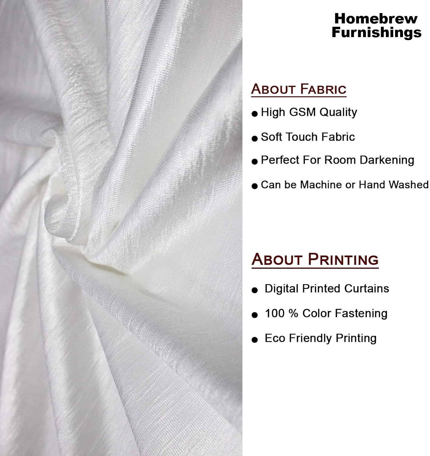 Image of HomeBrew 213.36 cm (7 ft) Long Door Polyester Room Darkening Curtain (Pack Of 2)