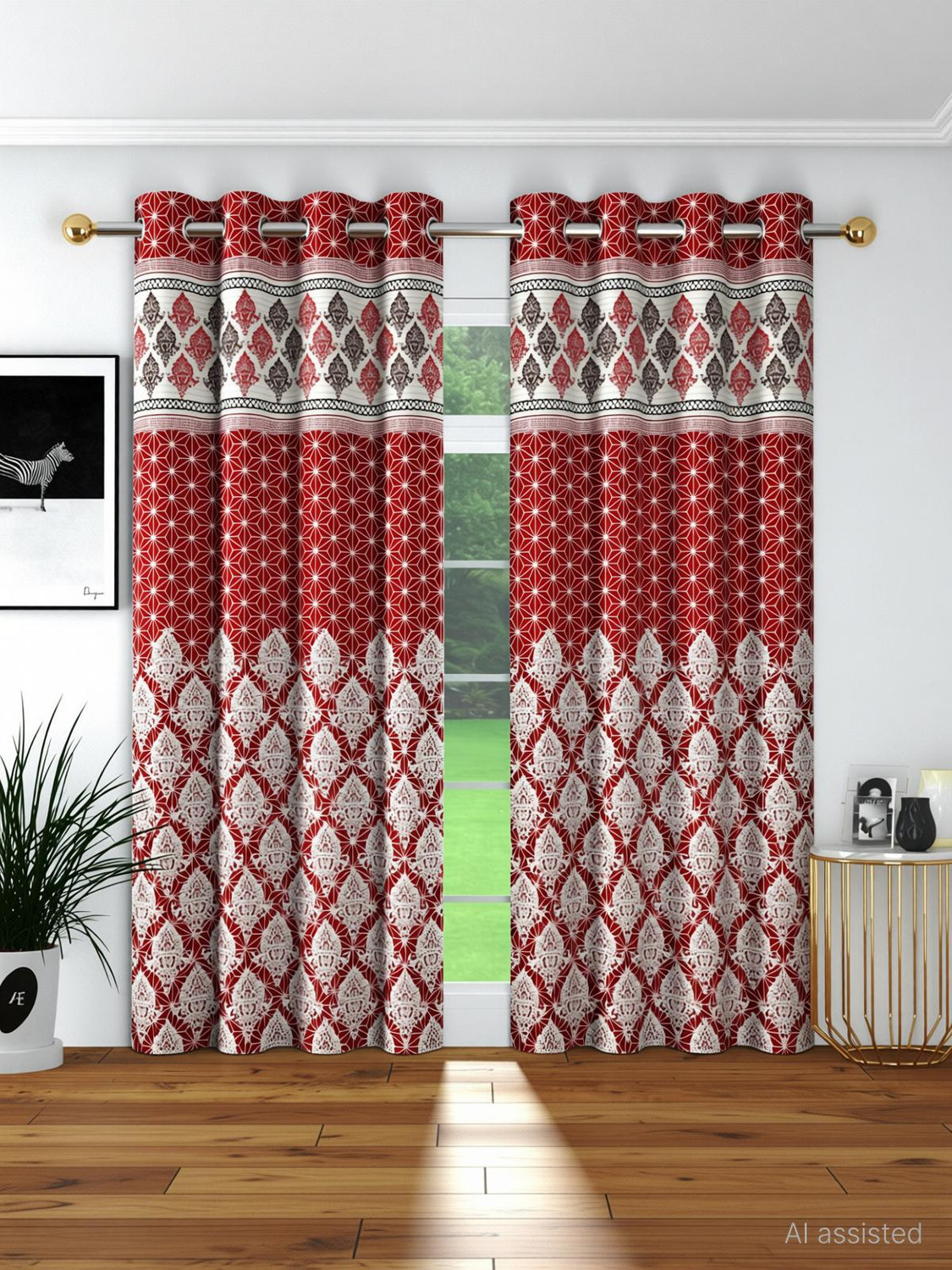 Image of Panipat Textile Hub 274 cm (9 ft) Long Door Polyester Semi Transparent Curtain (Pack Of 2)