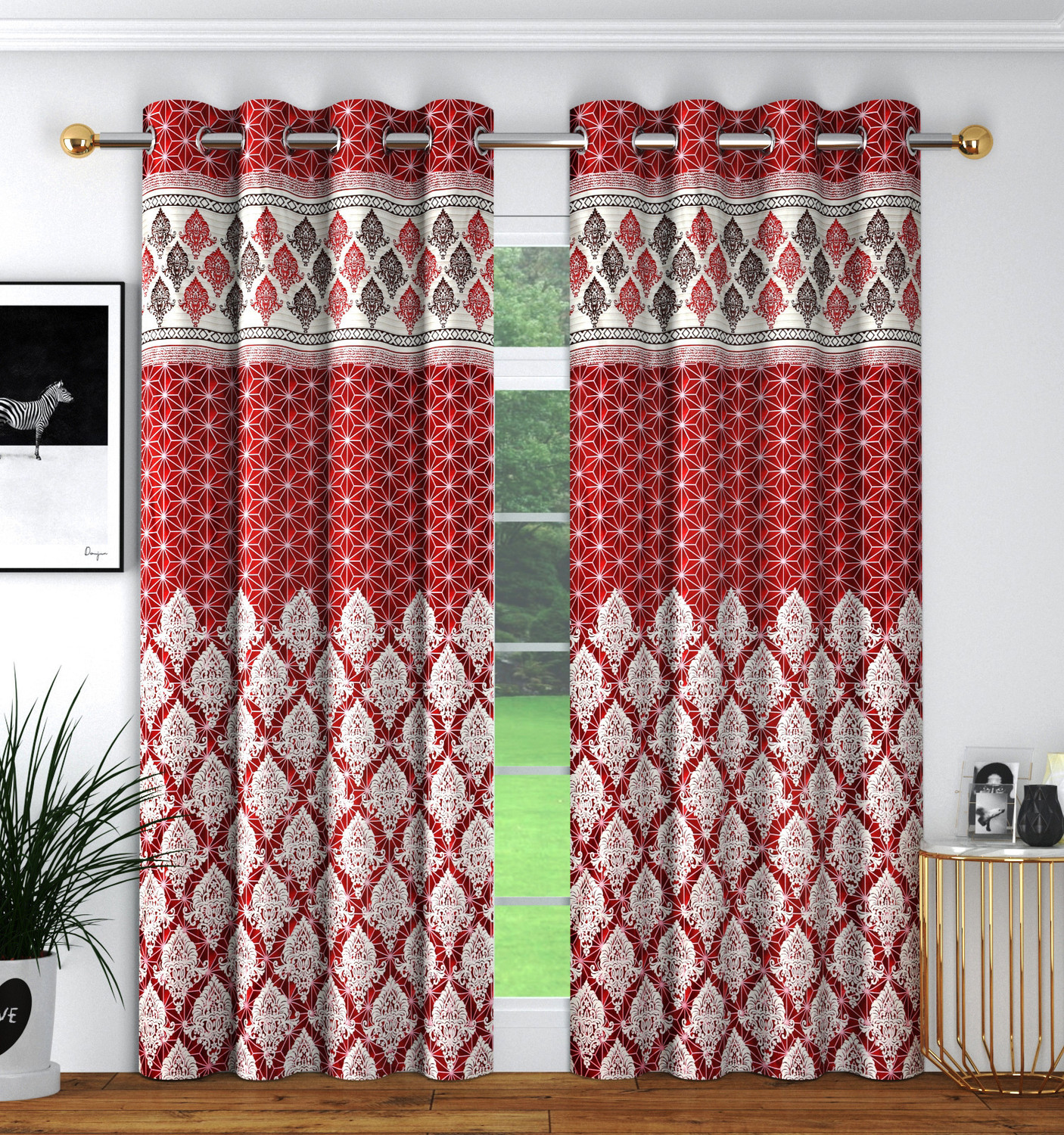 Image of Panipat Textile Hub 274 cm (9 ft) Long Door Polyester Semi Transparent Curtain (Pack Of 2)