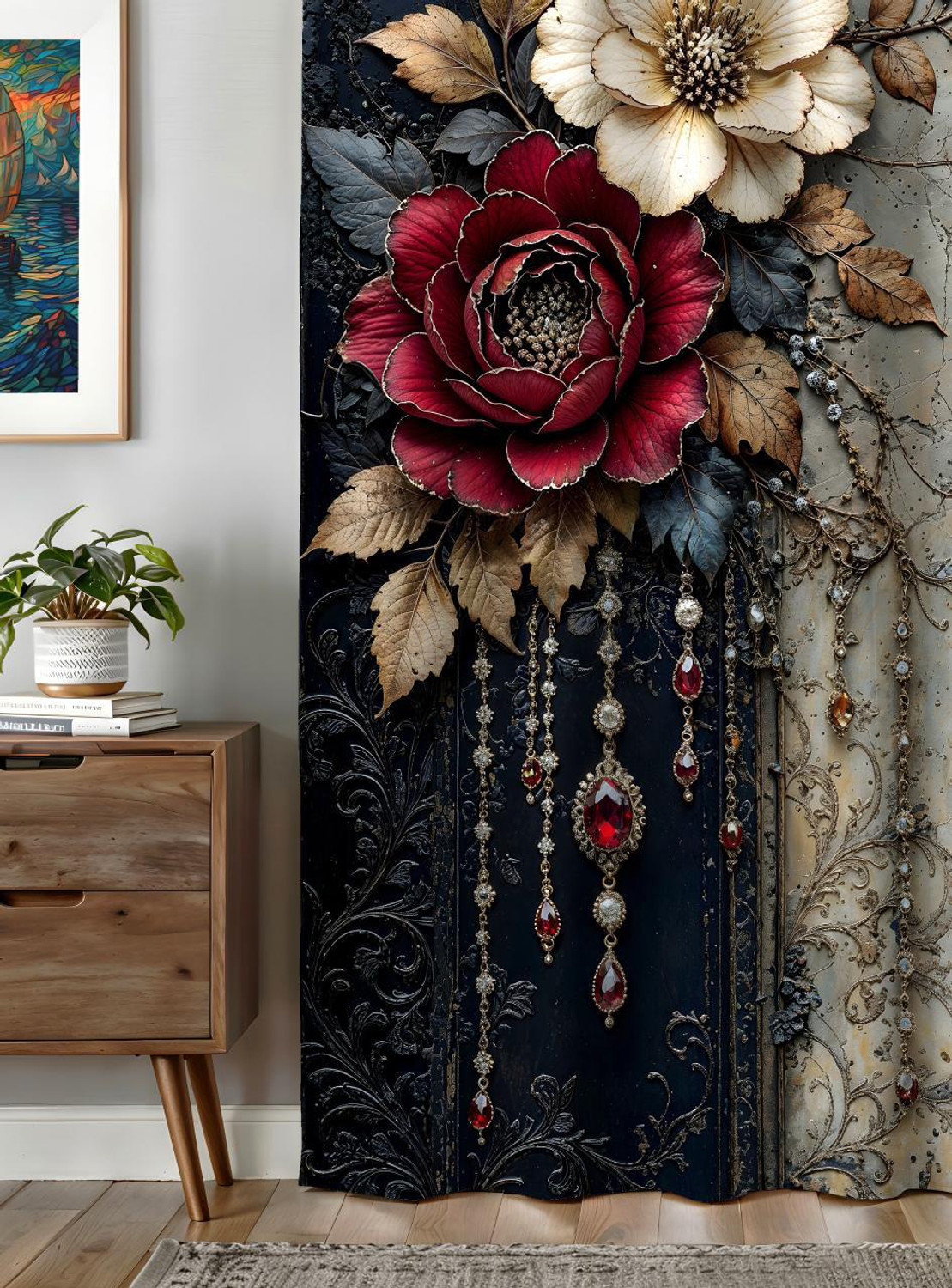 Image of Houseofcurtain 220 cm (7 ft) Long Door Polyester Room Darkening Curtain Single Curtain