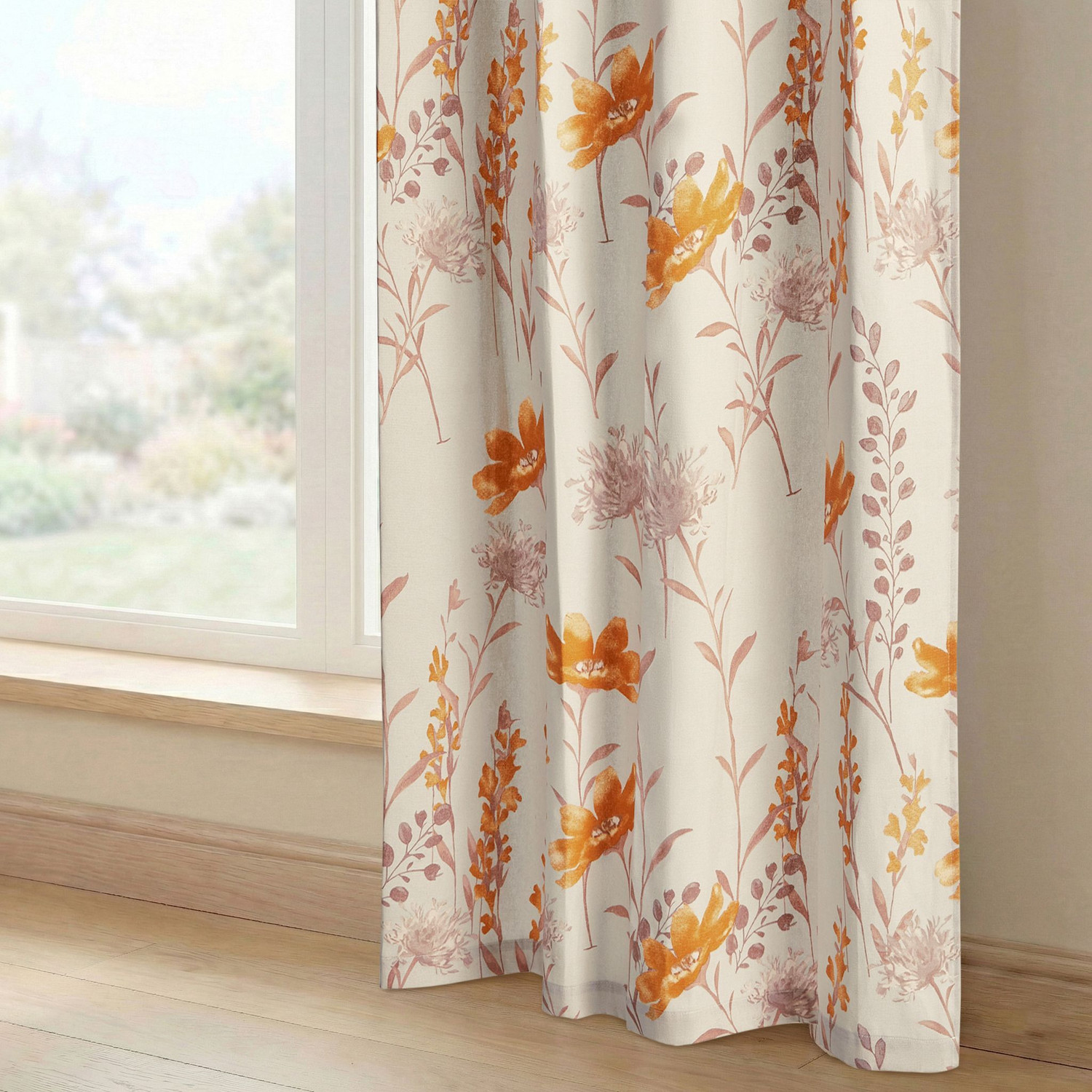 Image of Huesland 243 cm (8 ft) Long Door Cotton Room Darkening Curtain Single Curtain