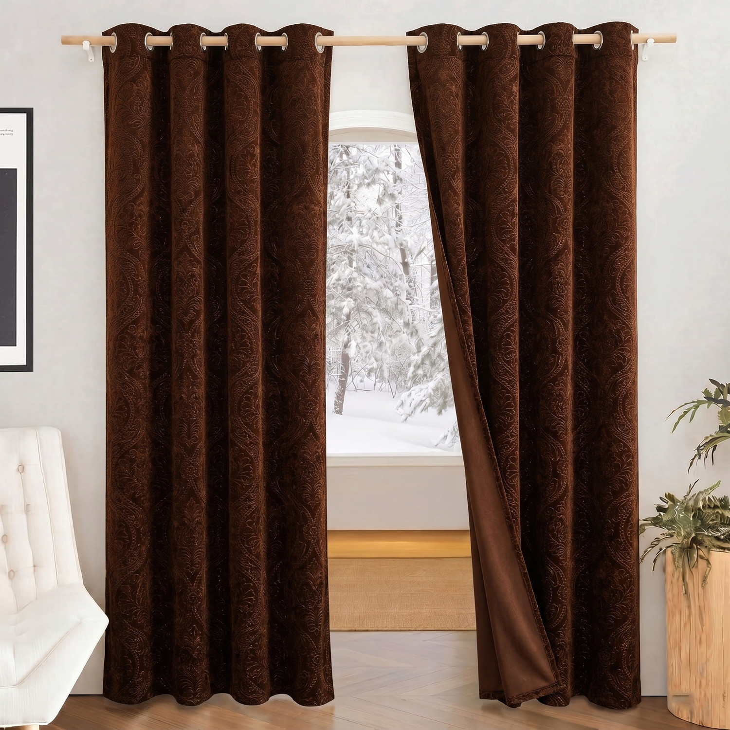 Home Stylish 213 cm (7 ft) Door Velvet Blackout Curtain (Pack Of 2)
