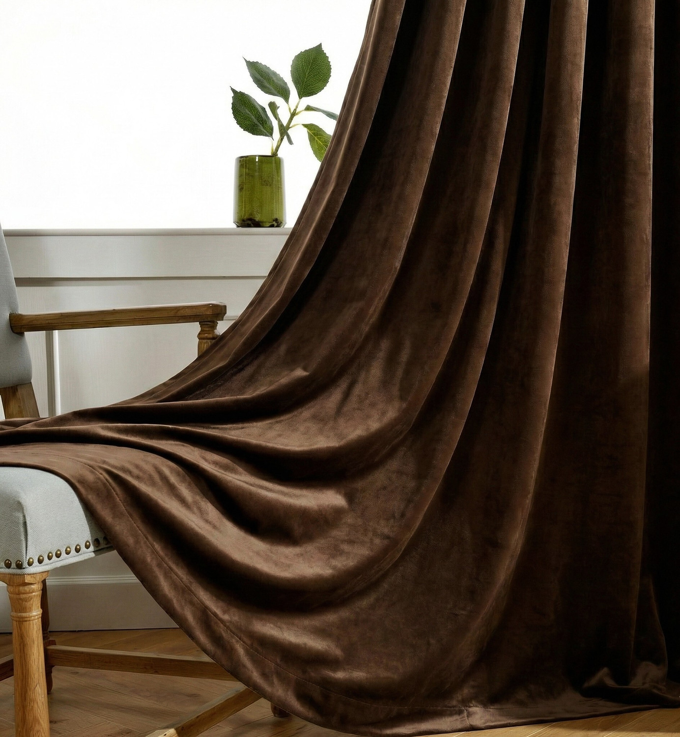 Image of Home Spark 244 cm (8 ft) Long Door Velvet Room Darkening Curtain (Pack Of 2)
