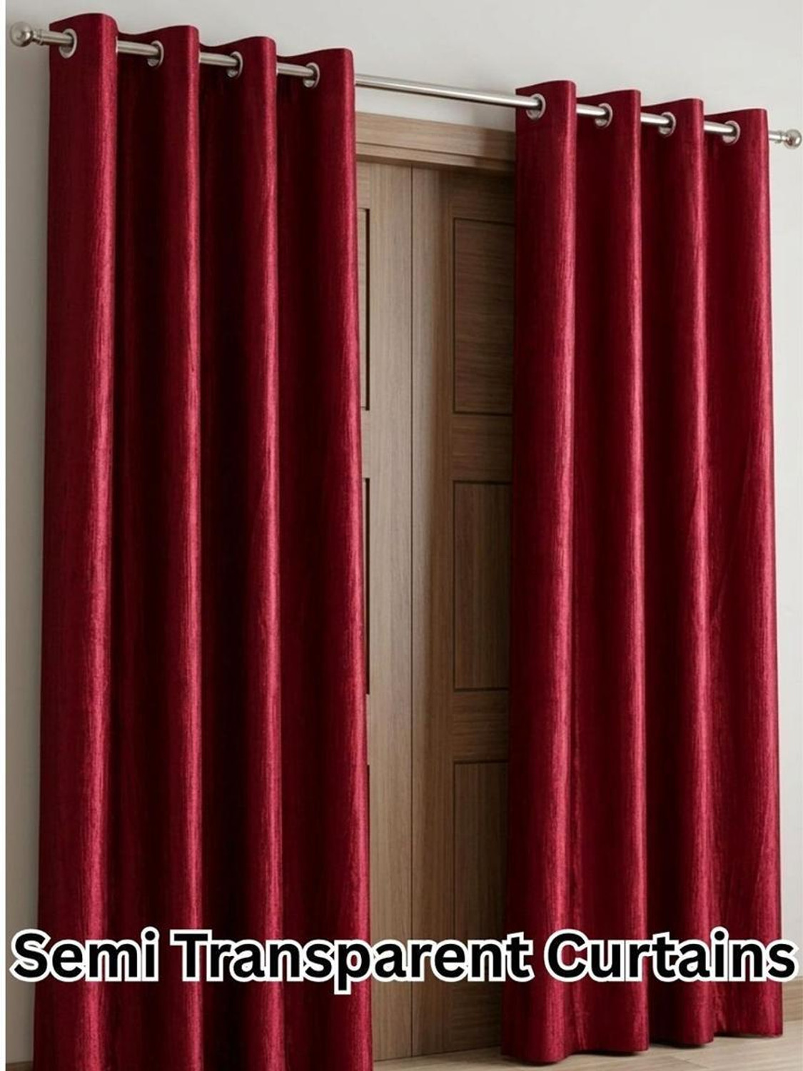Image of Kanodia Poly Fab 212 cm (7 ft) Door Polyester Semi Transparent Curtain Single Curtain