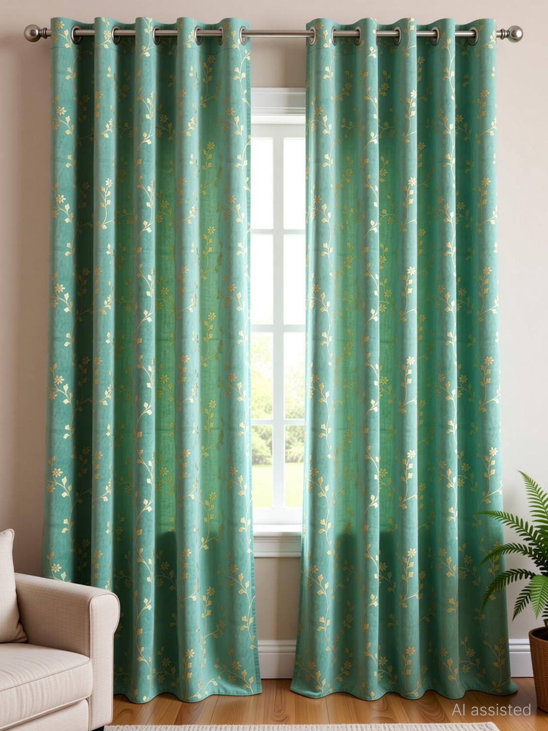 Image of Arick Home 153 cm (5 ft) Window Velvet Room Darkening Curtain (Pack Of 2)