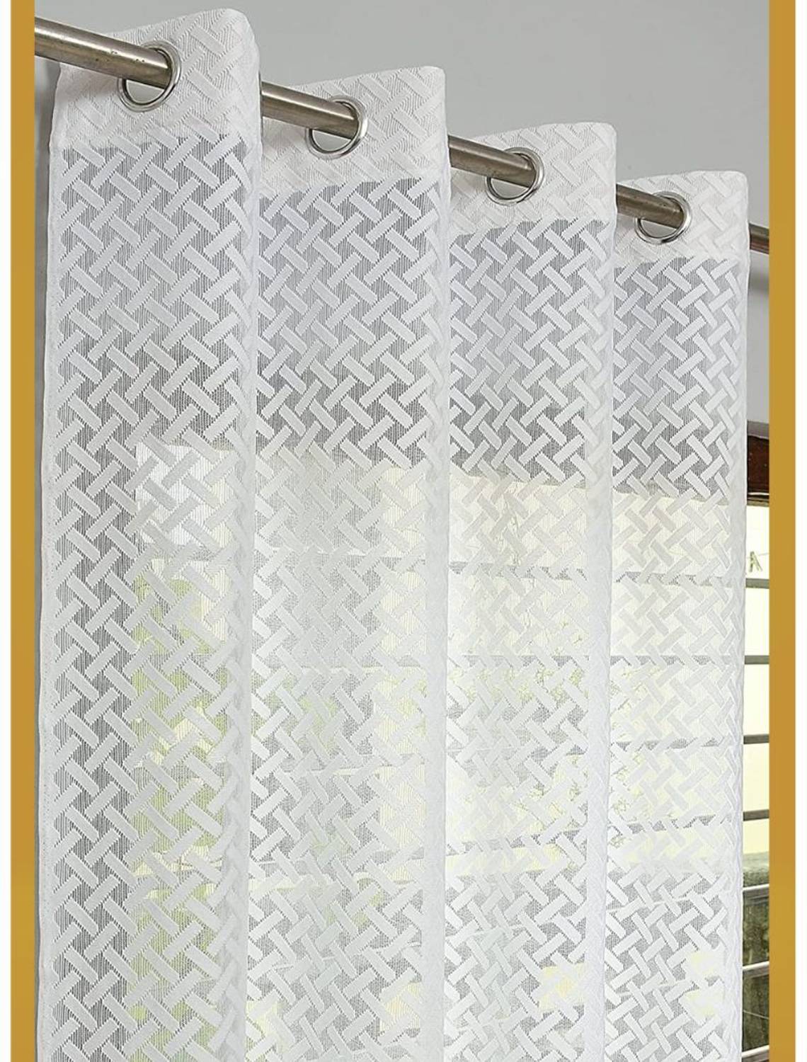 ABODRIC 274 cm (9 ft) Long Door Polyester Semi Transparent Curtain (Pack Of 2)