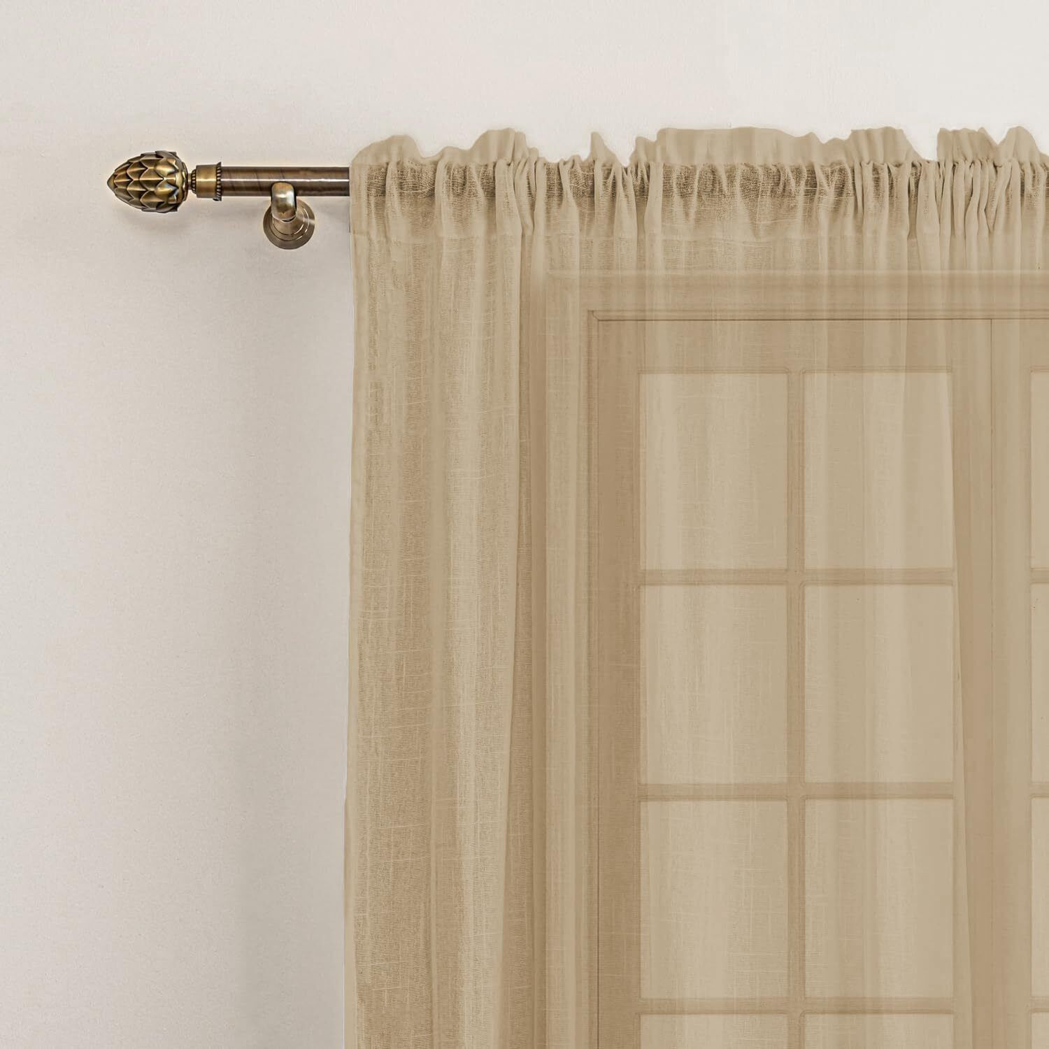 Image of LINENWALAS 213 cm (7 ft) Door Cotton Transparent Curtain (Pack Of 2)