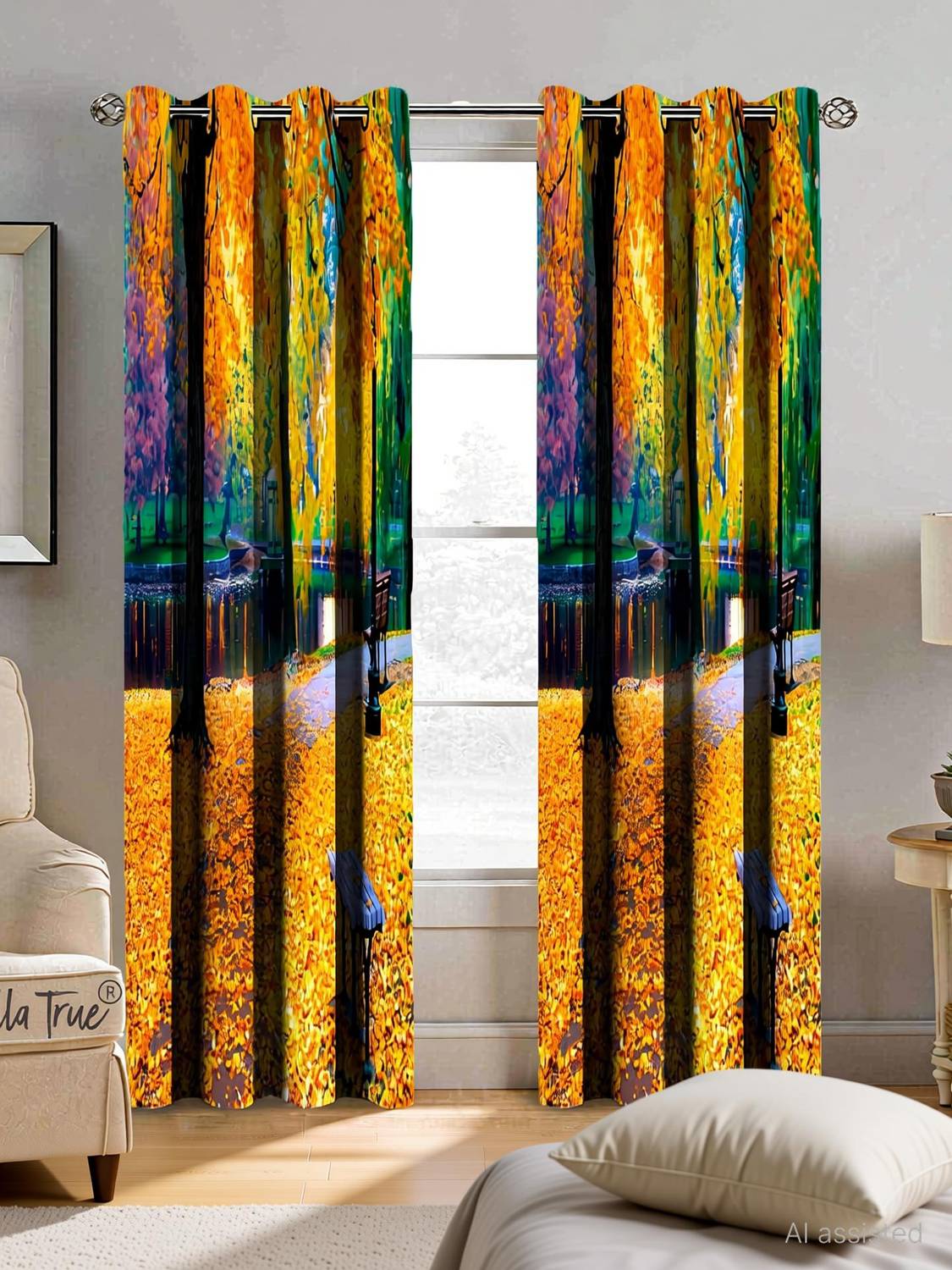 BELLA TRUE 152 cm (5 ft) Window Polyester Semi Transparent Curtain (Pack Of 2)