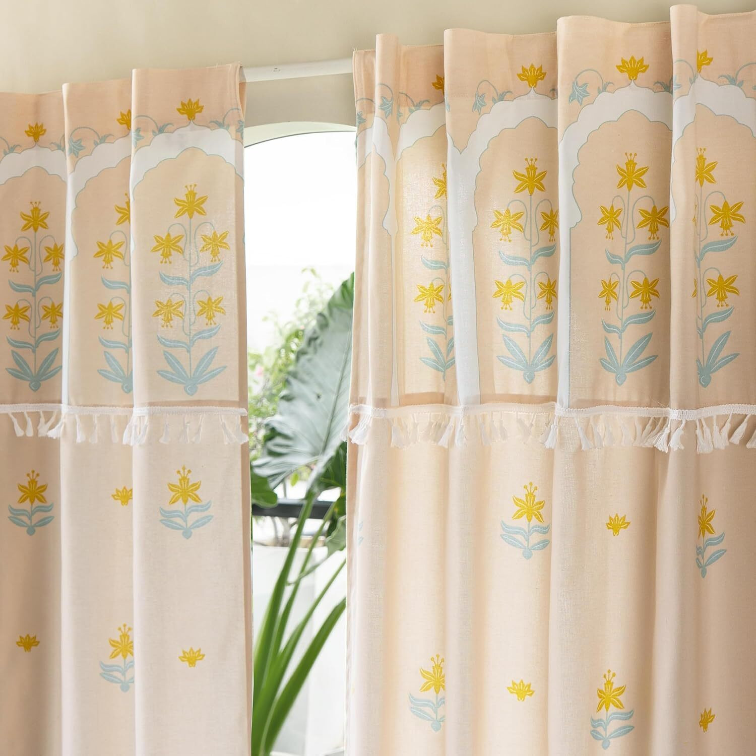 Image of Tranquebar Curtain Co. 152 cm (5 ft) Window Cotton Room Darkening Curtain (Pack Of 2)