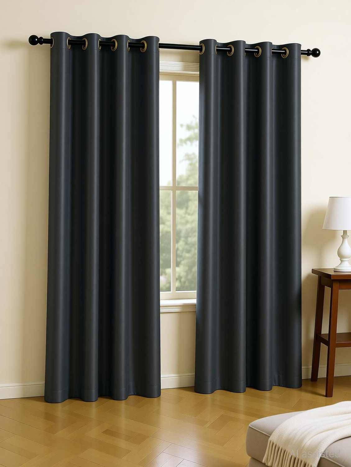 Image of LINENWALAS 152.4 cm (5 ft) Window Polyester Blackout Curtain (Pack Of 2)