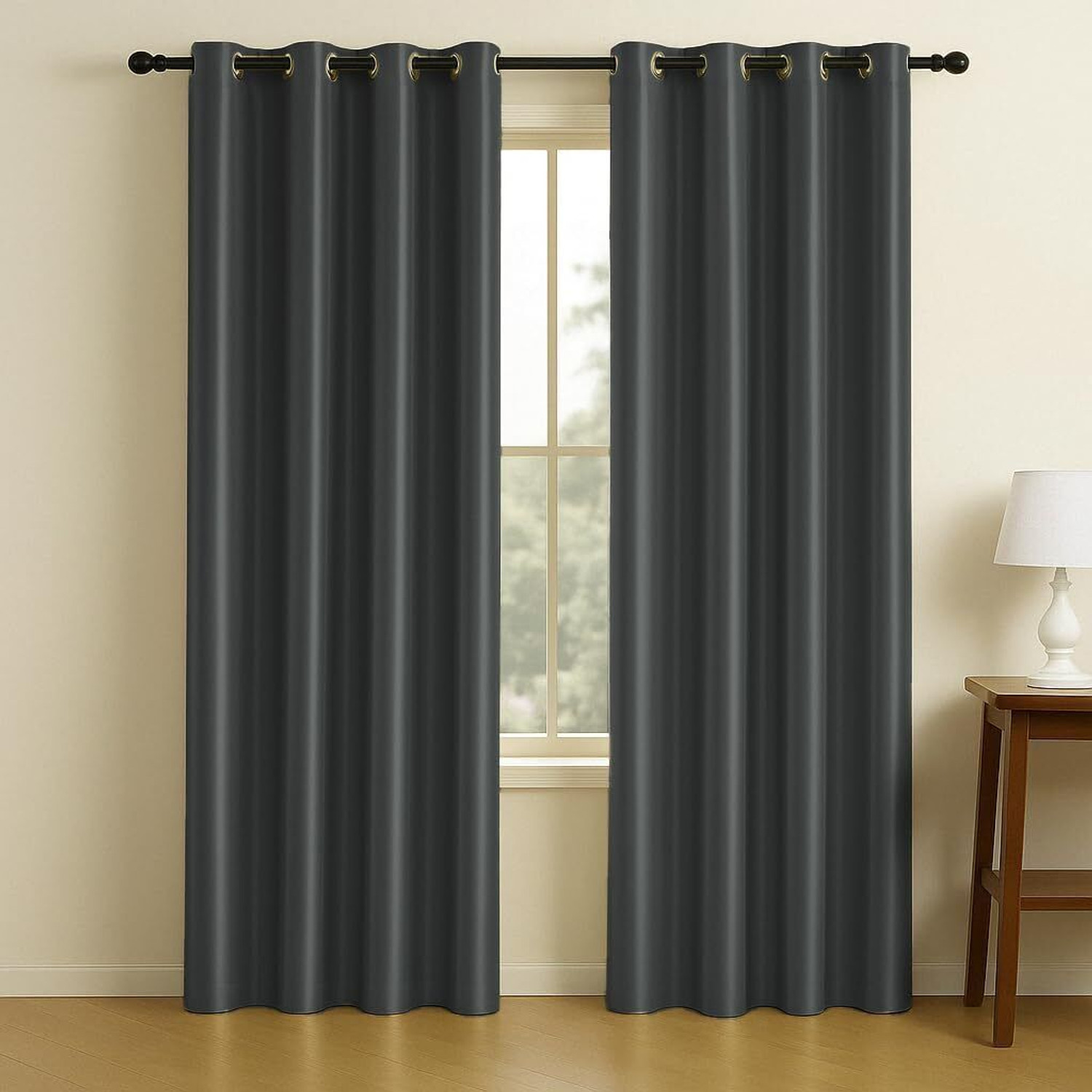Image of LINENWALAS 152.4 cm (5 ft) Window Polyester Blackout Curtain (Pack Of 2)
