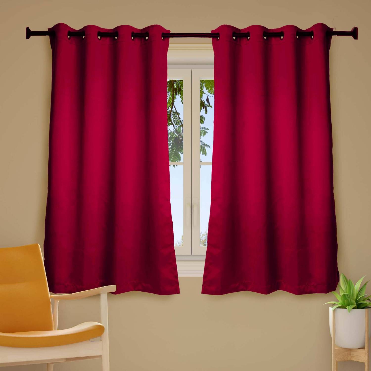 10club 152.4 cm (5 ft) Window Polyester Blackout Curtain (Pack Of 2)