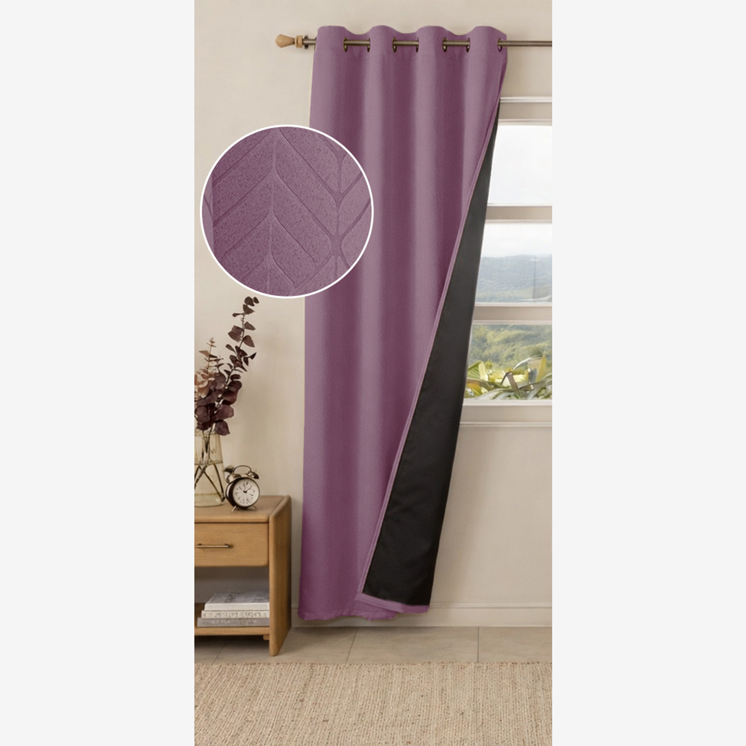 Image of HOMEMONDE 152.4 cm (5 ft) Window Polyester Blackout Curtain Single Curtain