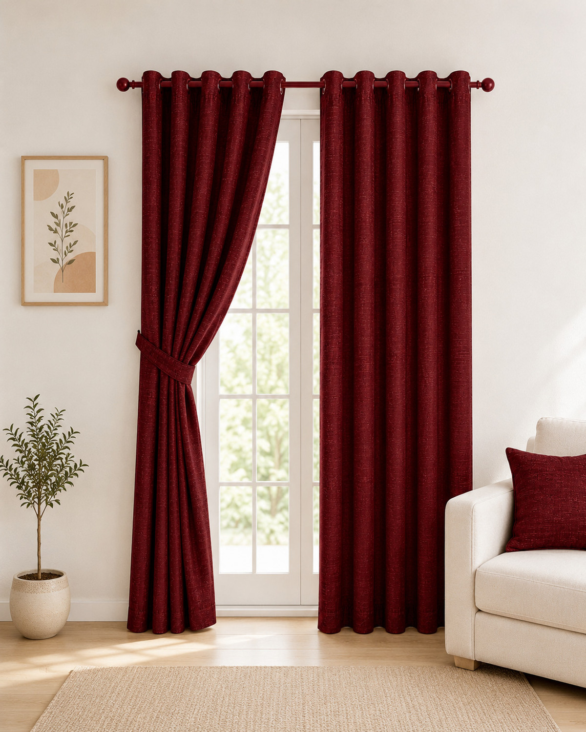 Image of GOUTAM ENTERPRISES 365 cm (12 ft) Sliding /Patio Door Polyester Room Darkening Curtain (Pack Of 2)