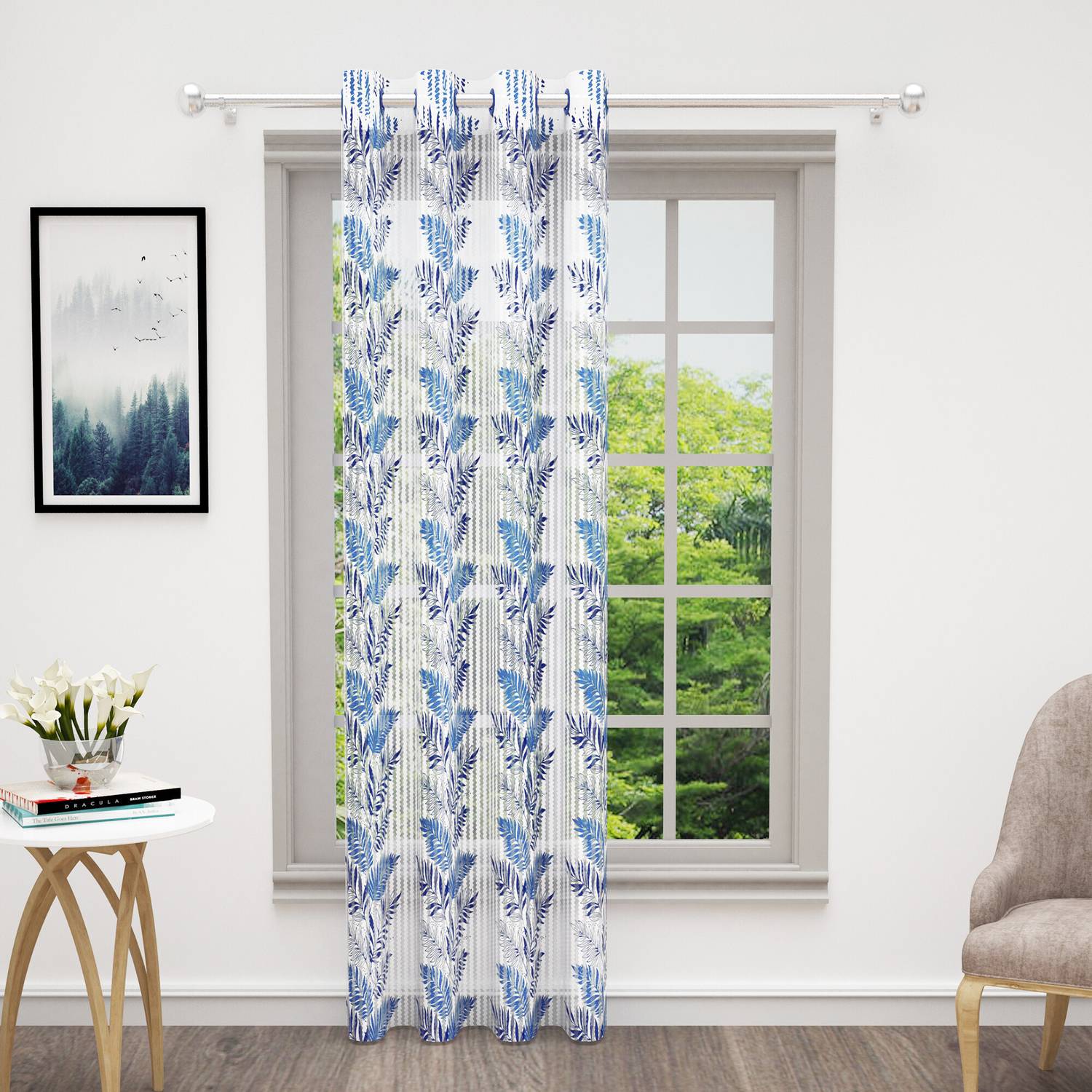 Bedspun 215 cm (7 ft) Door Polyester Semi Transparent Curtain Single Curtain