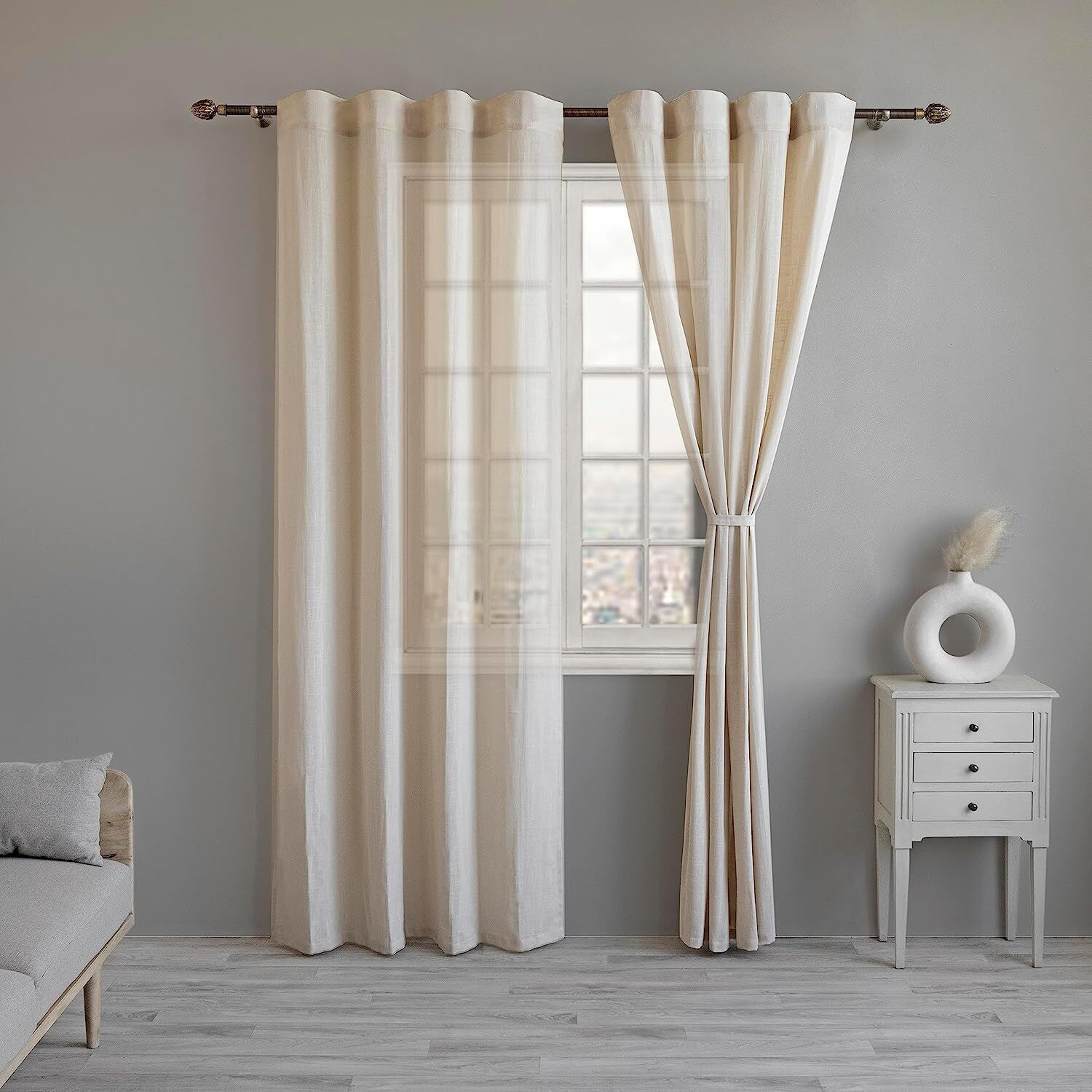 Image of LINENWALAS 274 cm (9 ft) Long Door Cotton Transparent Curtain (Pack Of 2)