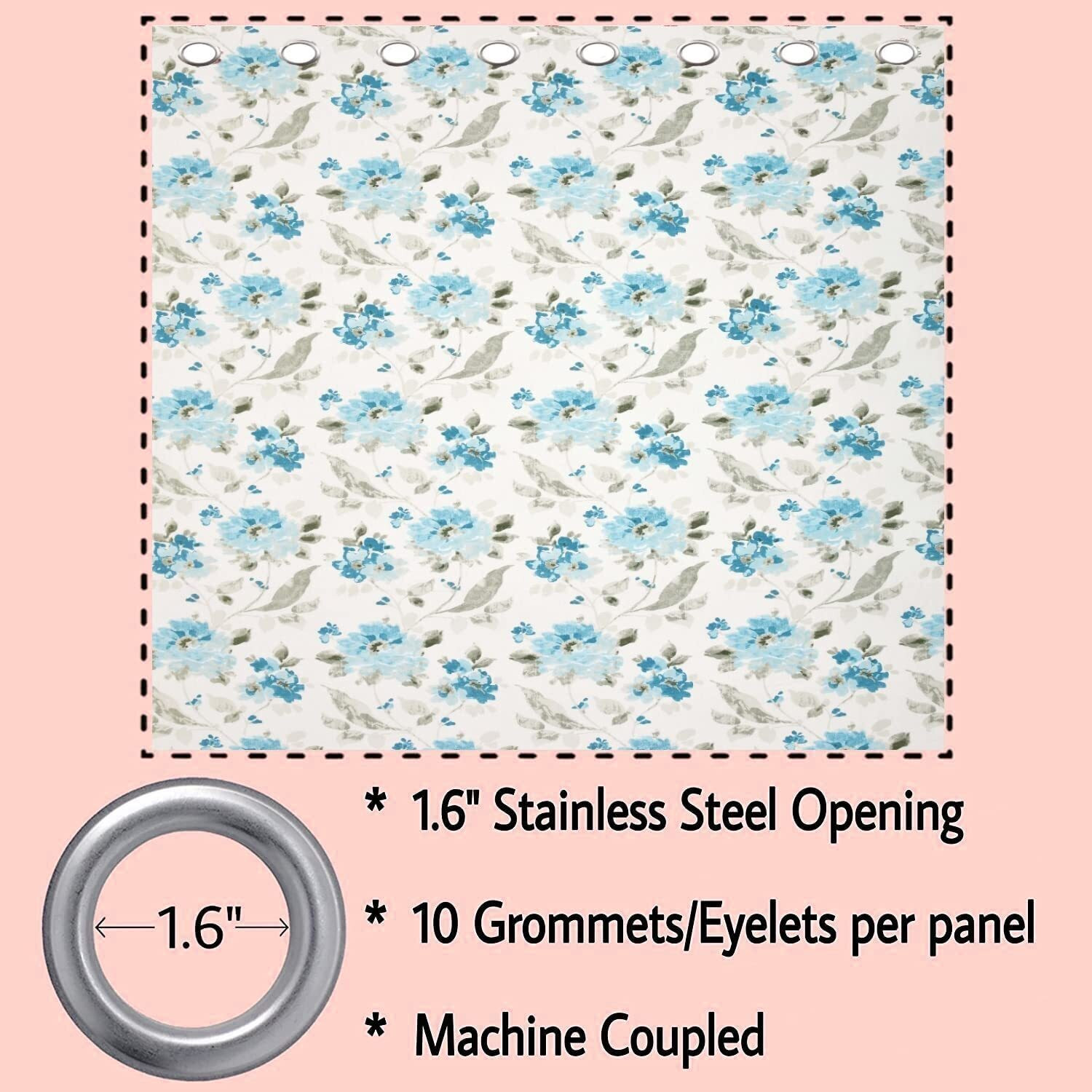 Image of Trance Home Linen 213.36 cm (7 ft) Door Cotton Semi Transparent Curtain Single Curtain (Tashi Blue, Printed)