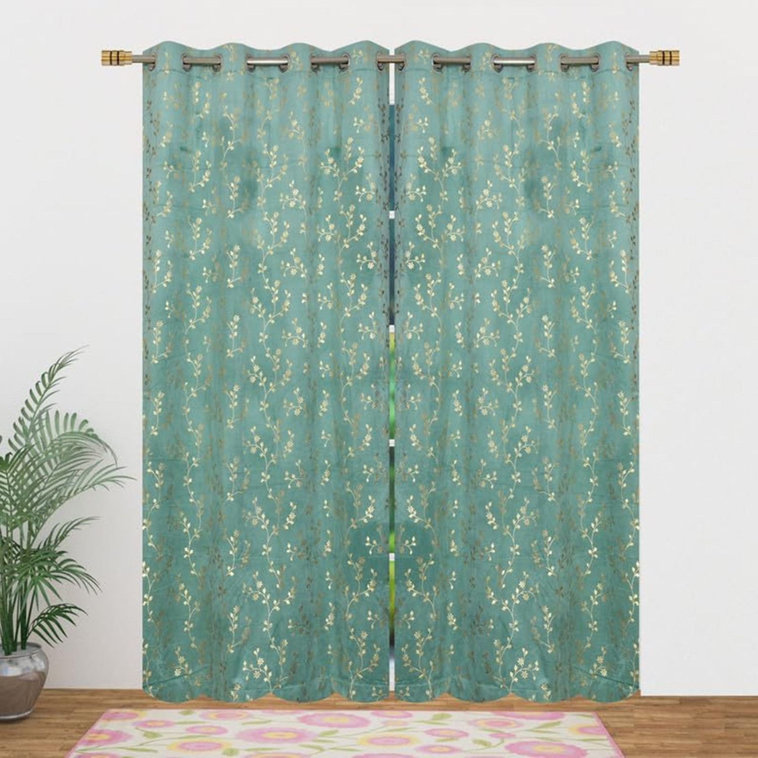 Image of Arick Home 153 cm (5 ft) Window Velvet Room Darkening Curtain (Pack Of 2)
