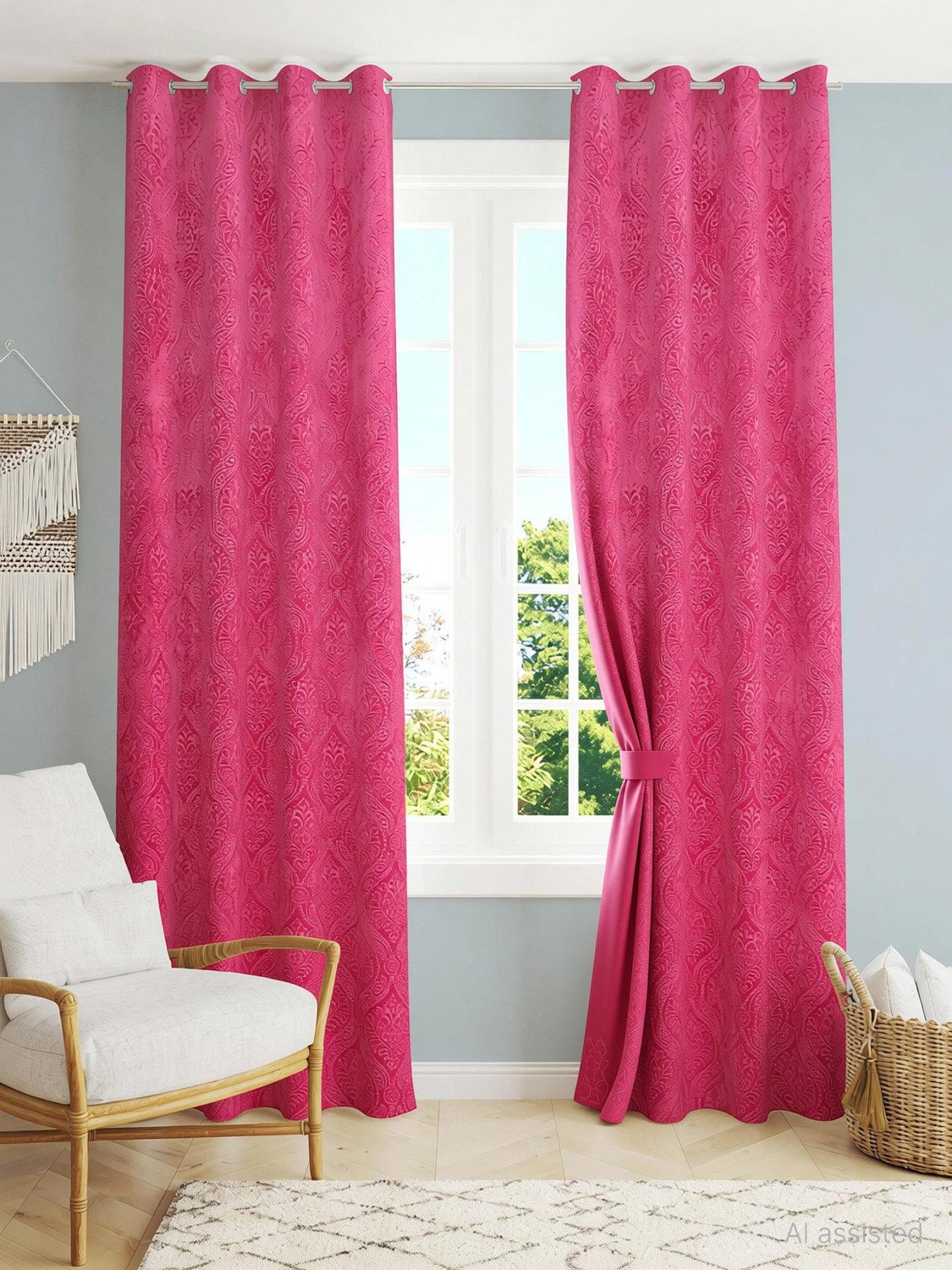 Image of Homefab India 214 cm (7 ft) Door Velvet Room Darkening Curtain (Pack Of 2)