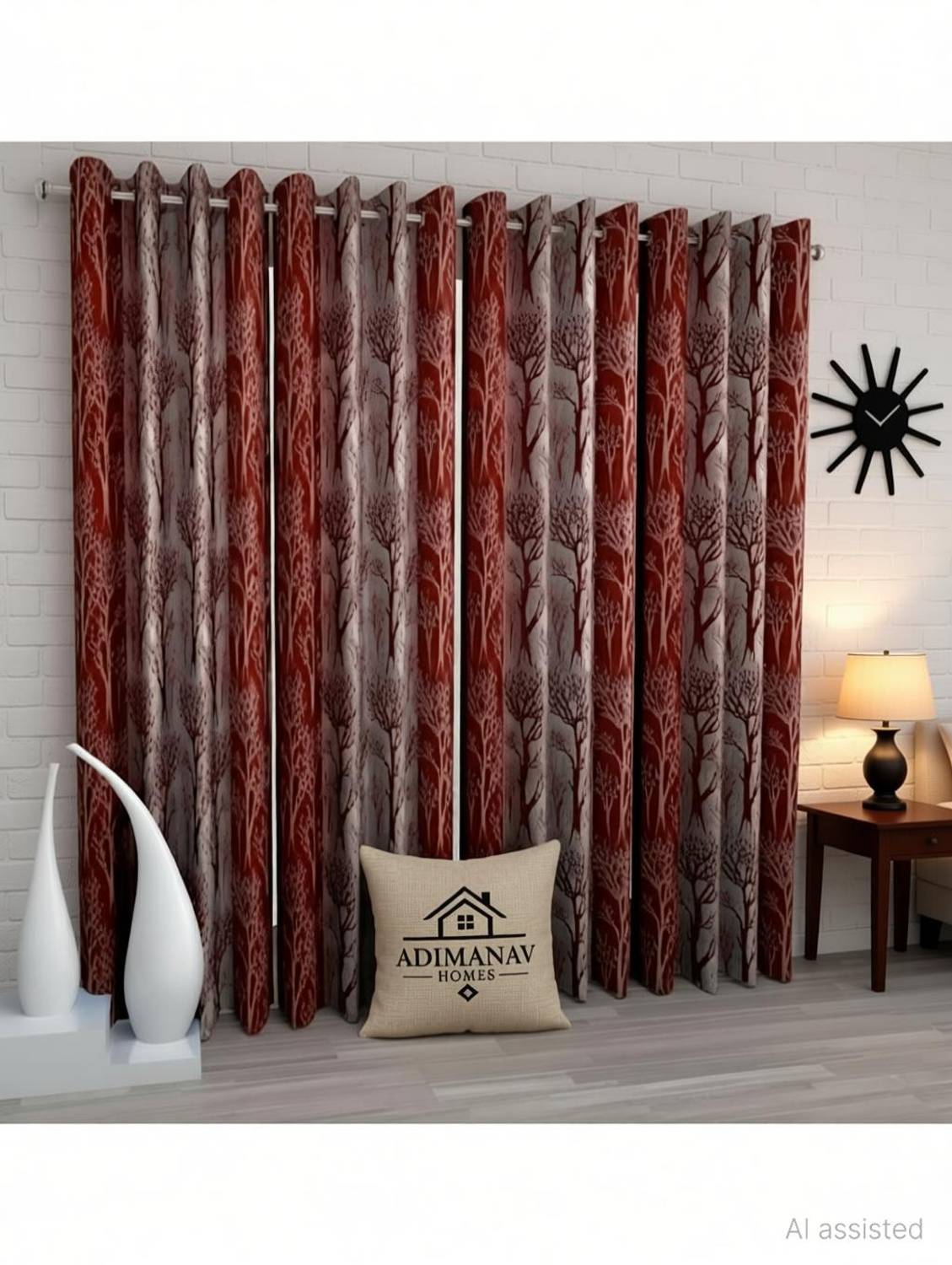 Adimanav 213.36 cm (7 ft) Door Polyester Semi Transparent Curtain (Pack Of 4)
